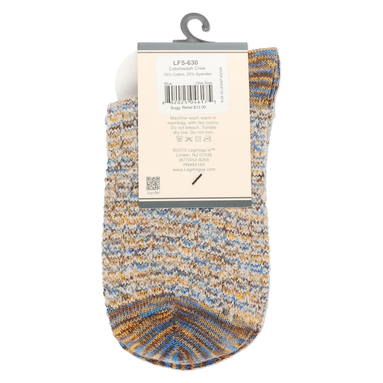 MeMoi Women's Colorswash Soft-Fit Cotton-Rich Crew Sock
