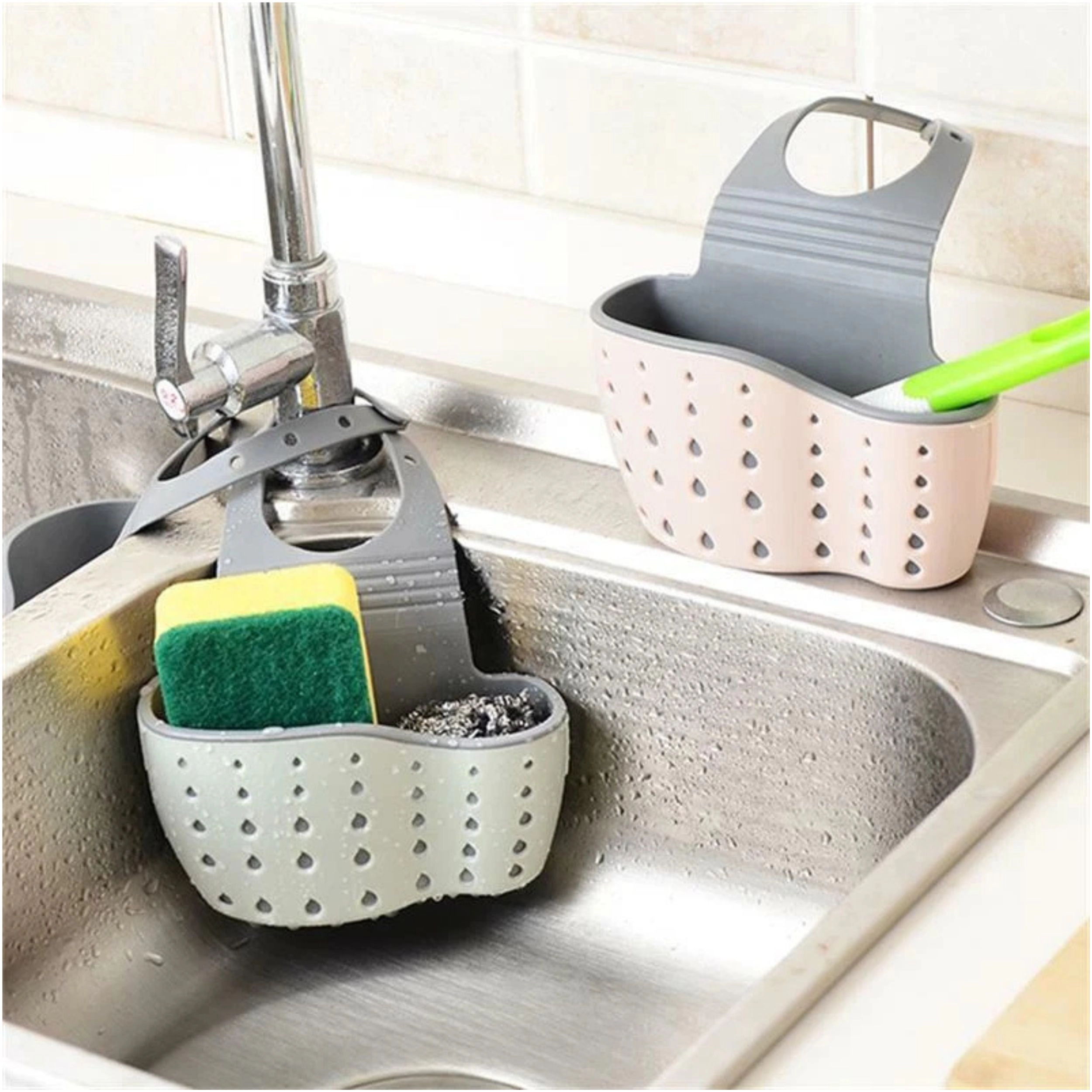Home Collection Pack of 2 Sink Faucet Sponge Holder Organizer Caddy