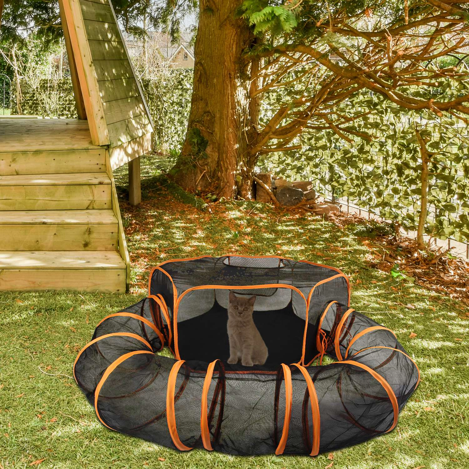 GBruno 2-in-1 Foldable Pet Play Tent With Tunnel