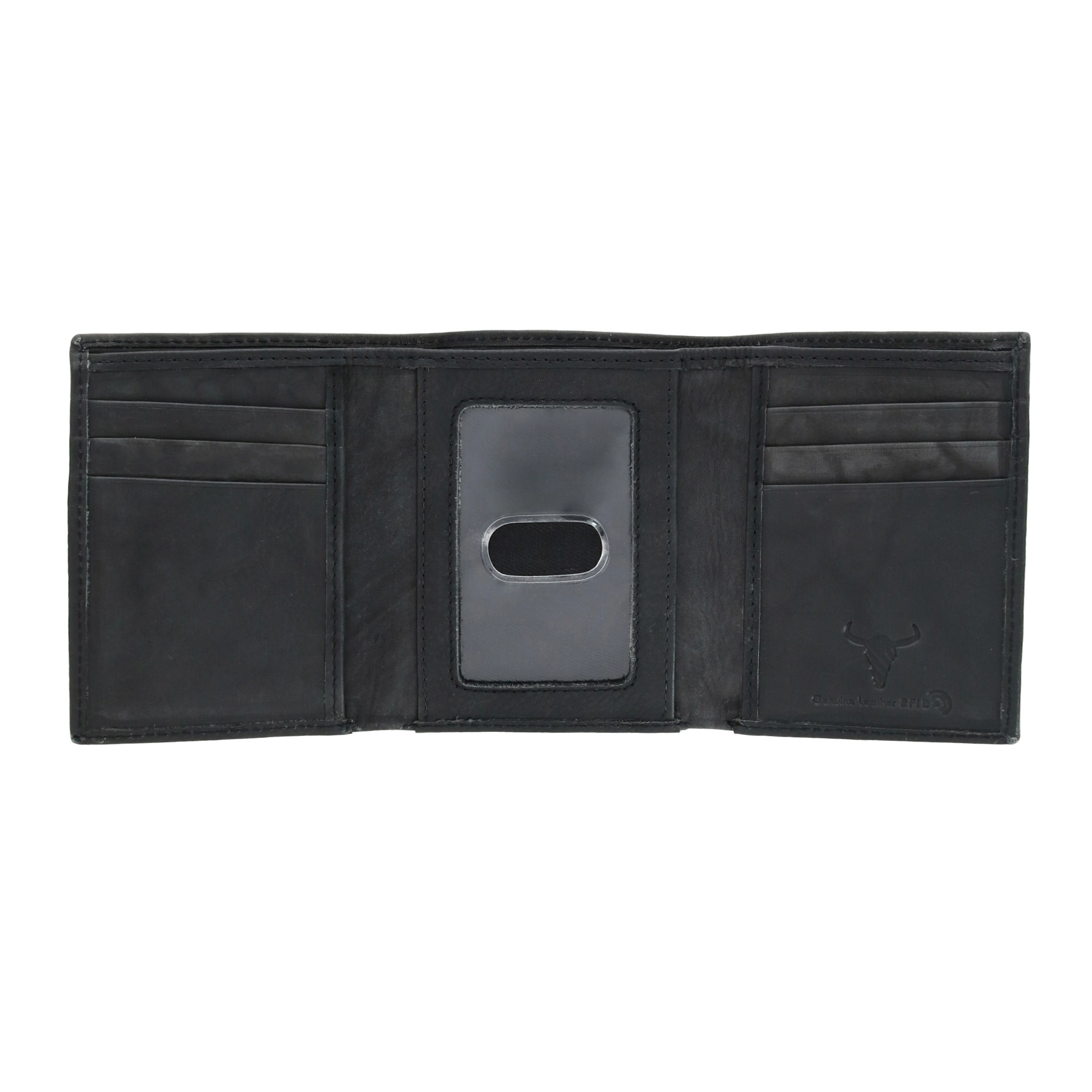 CTM Men's American Bison Leather RFID Trifold Wallet