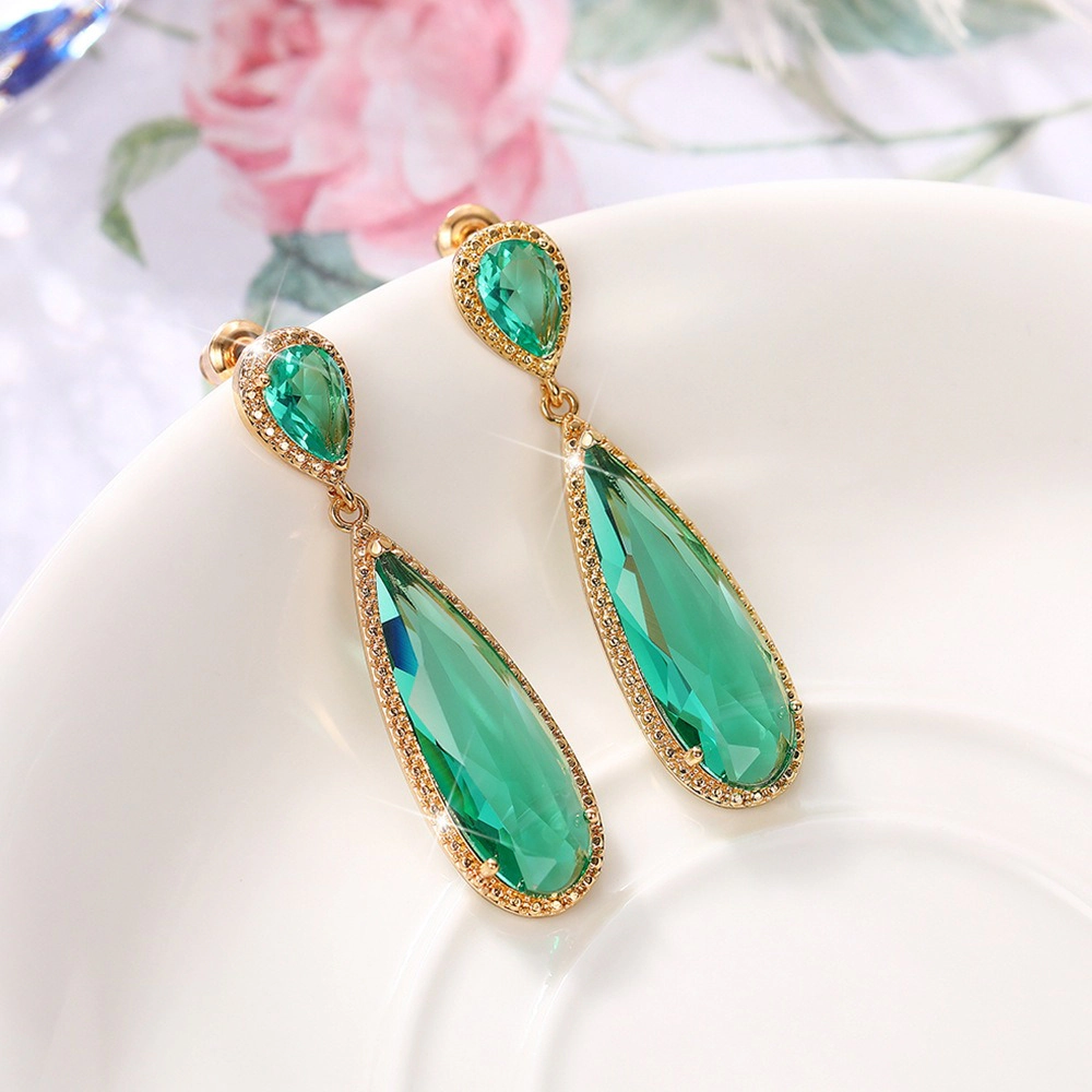 Gorgeous Pear Cubic Zirconia Long Hanging Earrings