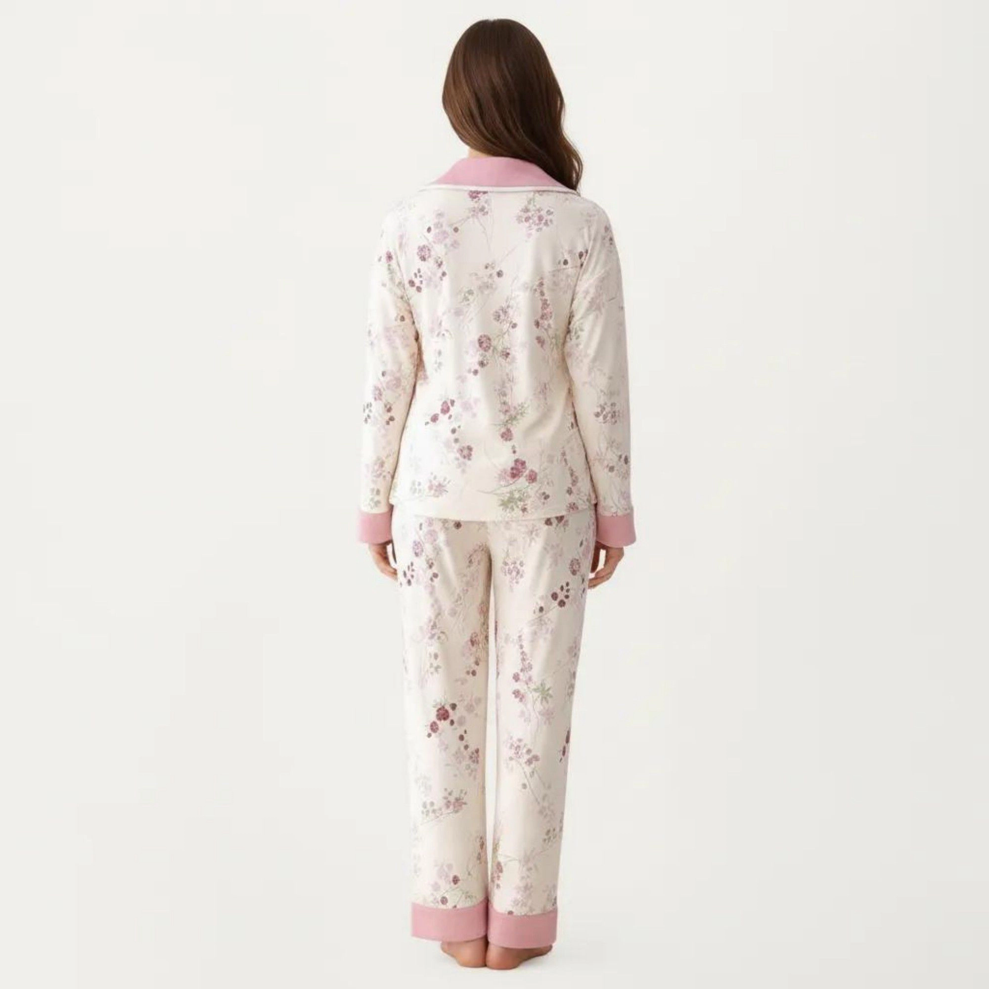 Anna-Kaci Women's 2-Piece Floral Wrap Front Pajama Top with Long Sleeves and Matching Relaxed Fit Pants
