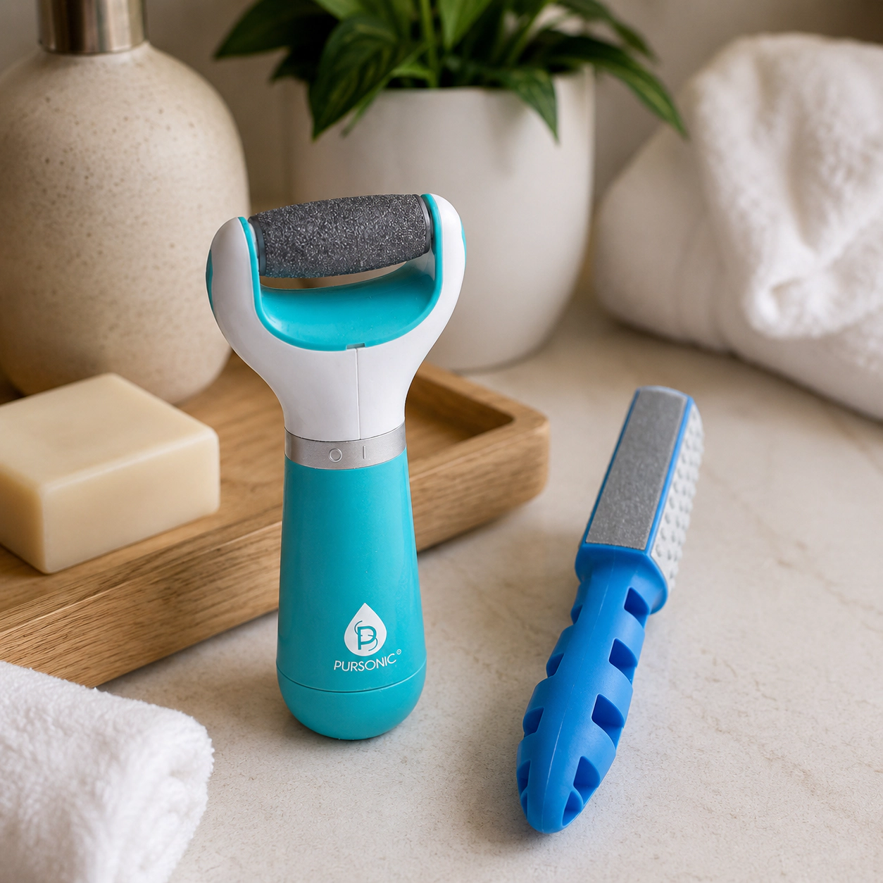 Pursonic Unisex Professional Foot Care & Callus Removal Tool Set with Battery-Operated and 3-in-1 Callus Removers