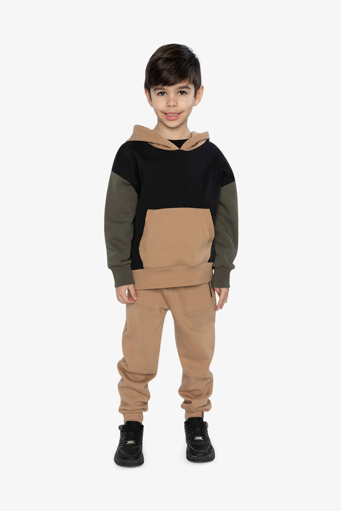 Deux par Boys Hooded Colorblock Fleece Cardigan with Kangaroo Pocket