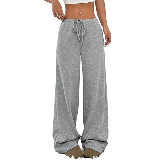 Enchanted Funland Womens Drawstring  Waffle Knit High Waist Straight Pants