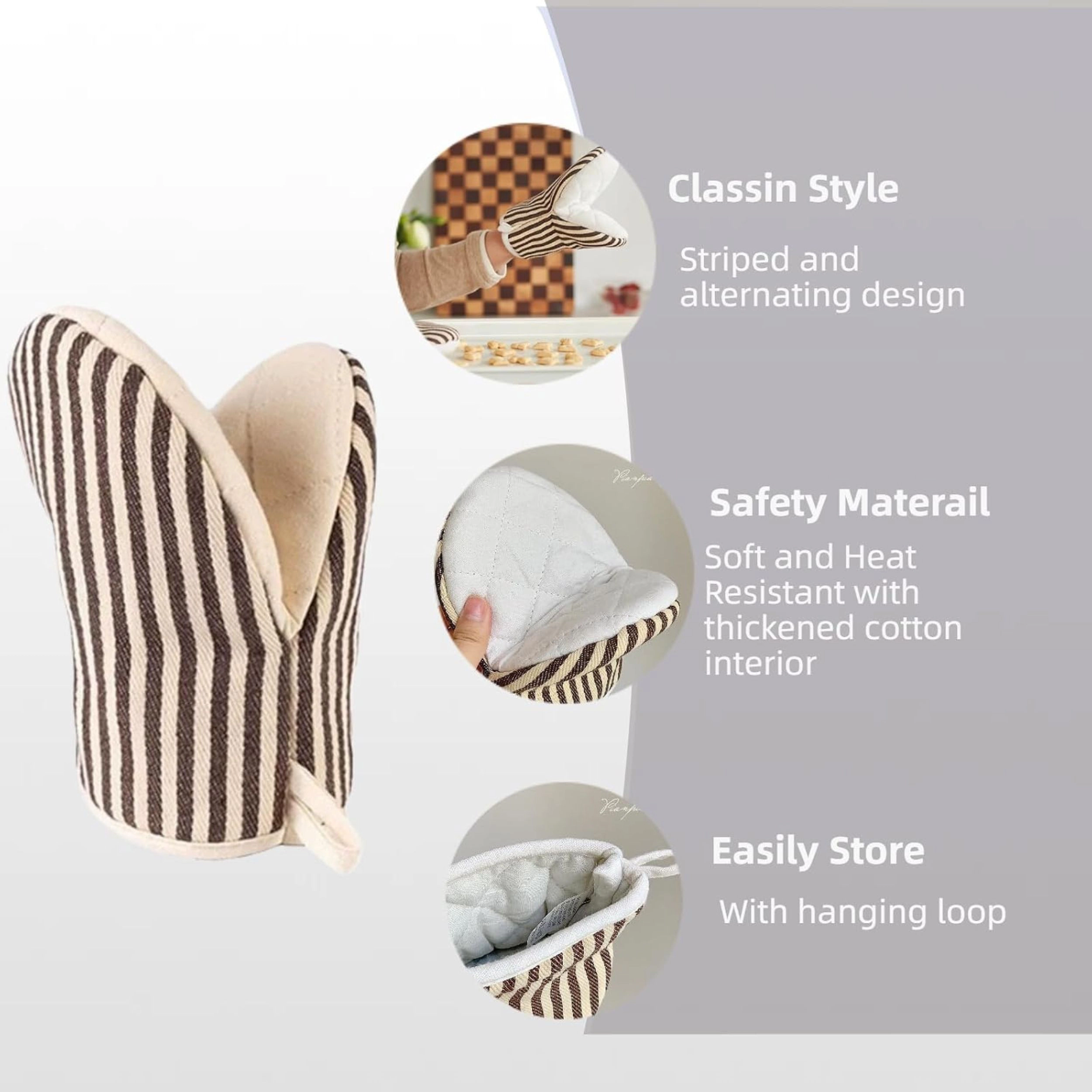 Stock Preferred Mini Heat Resistant Oven Mitts with Hanging Loops 1 Pair