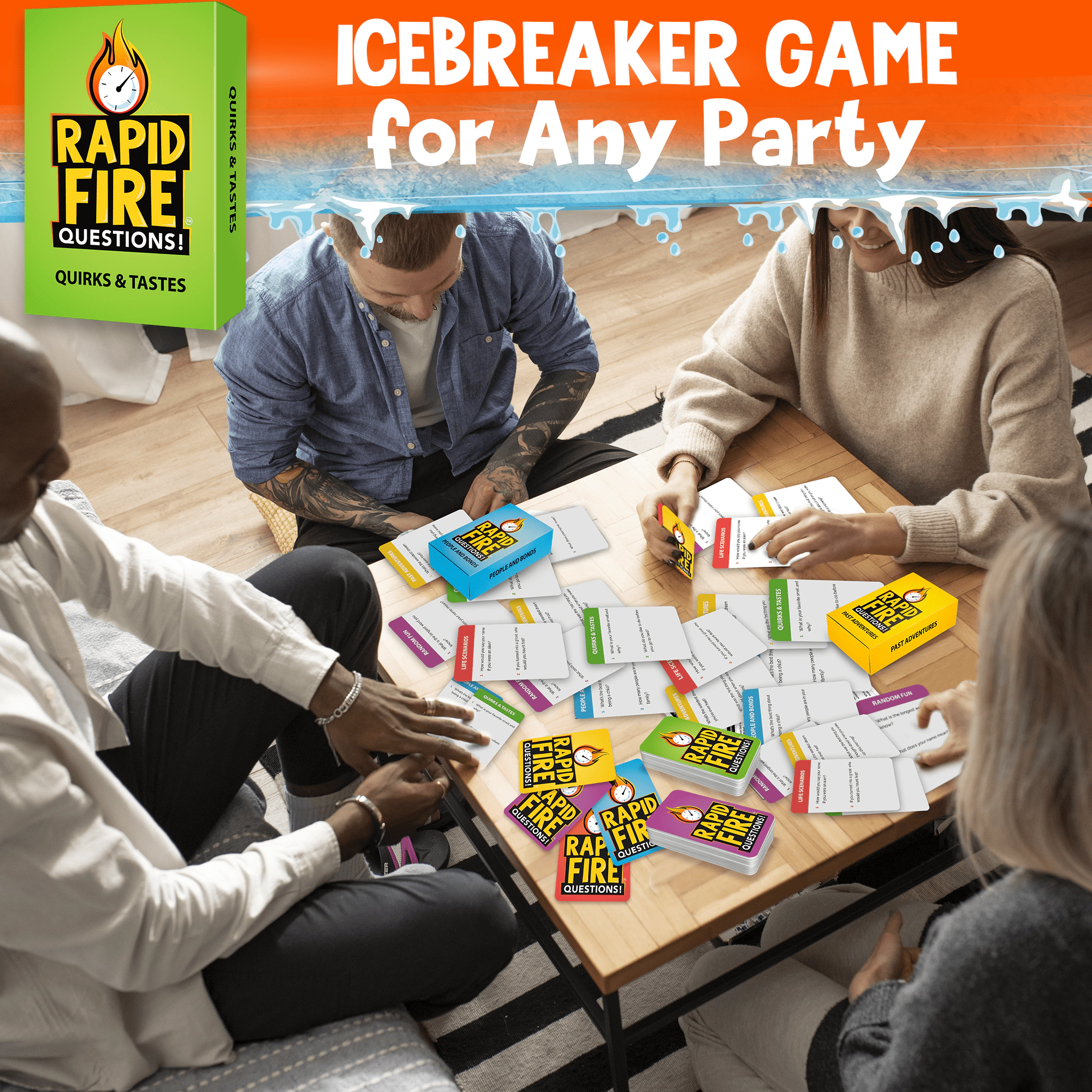 QUOKKA Kids Conversation Card Game, Icebreaker Questions for Families, Friends and Group Activities