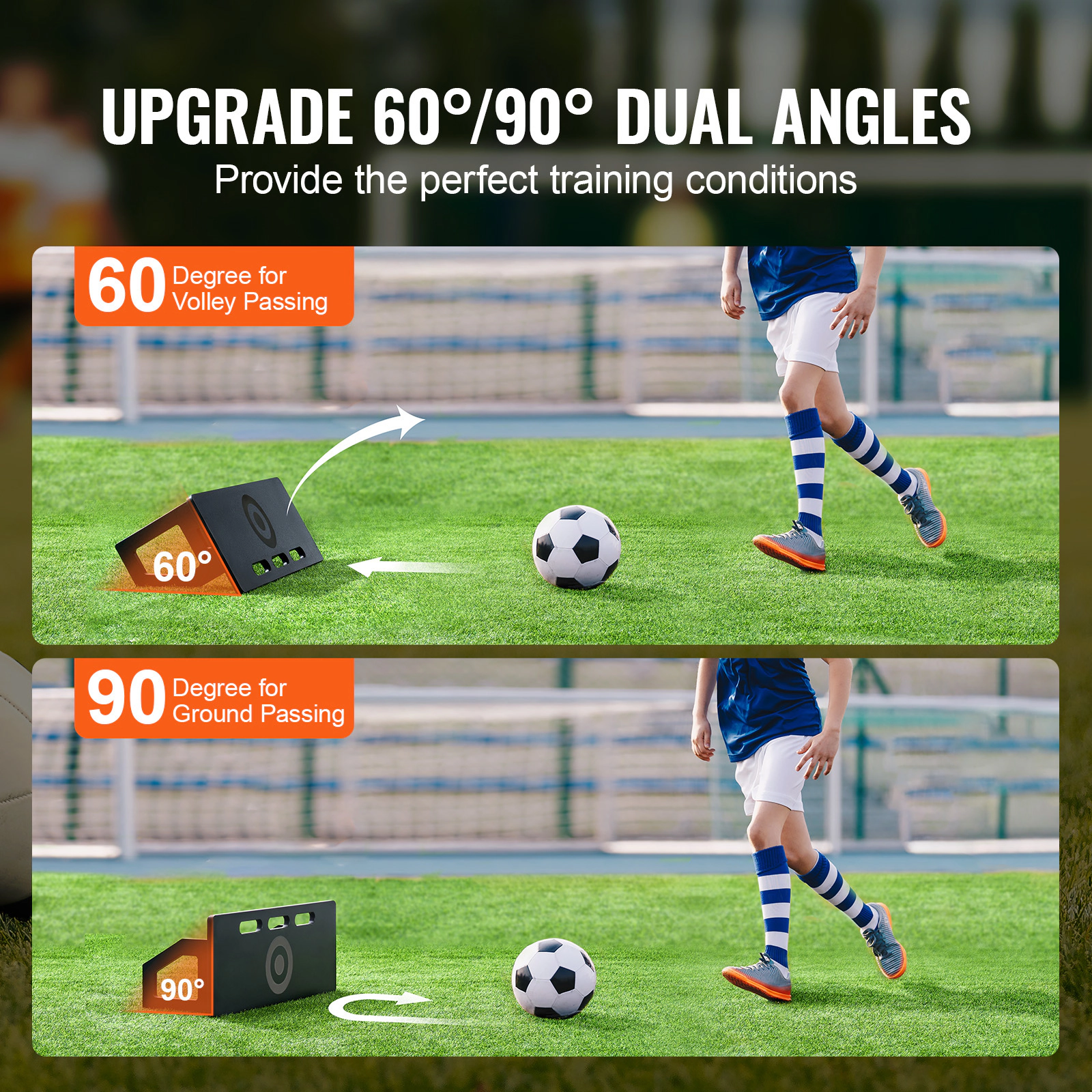 HONGGE Soccer Rebounder Board Portable Soccer Wall with 2 Angles Rebound Foldable HDPE Kickback Rebound Board Soccer