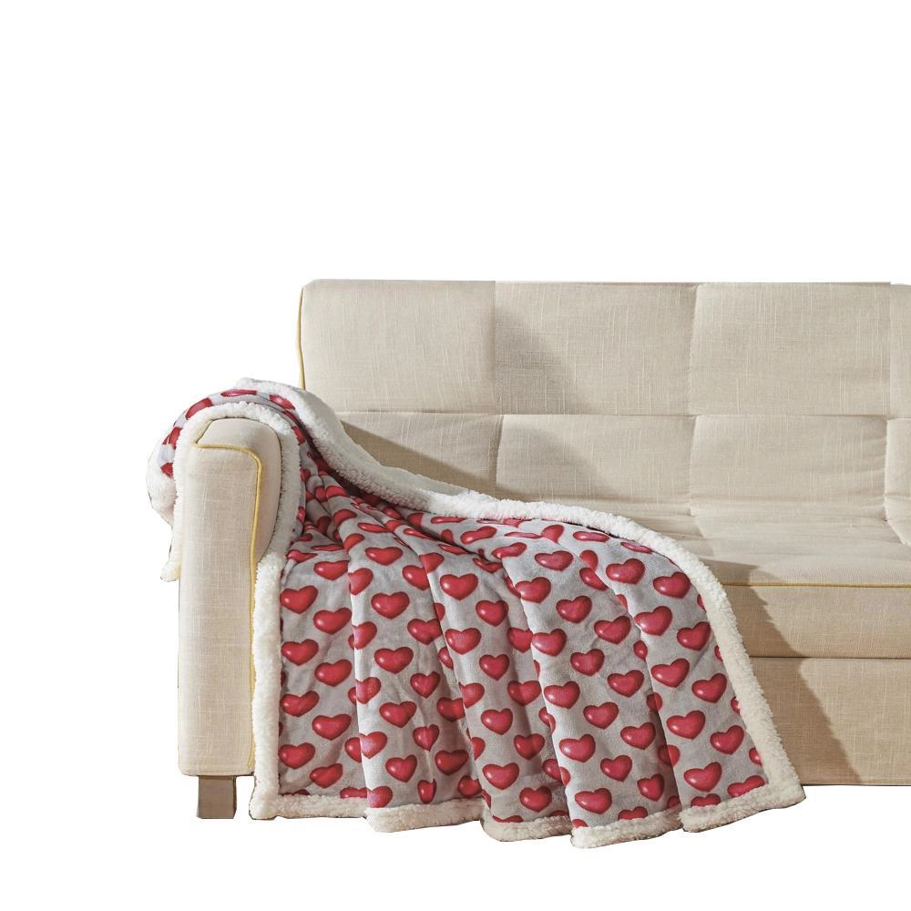 Juliette Valentine Hearts Micro Plush Sherpa All Season Throw Blanket 50" x 60" Multicolor by Plazatex