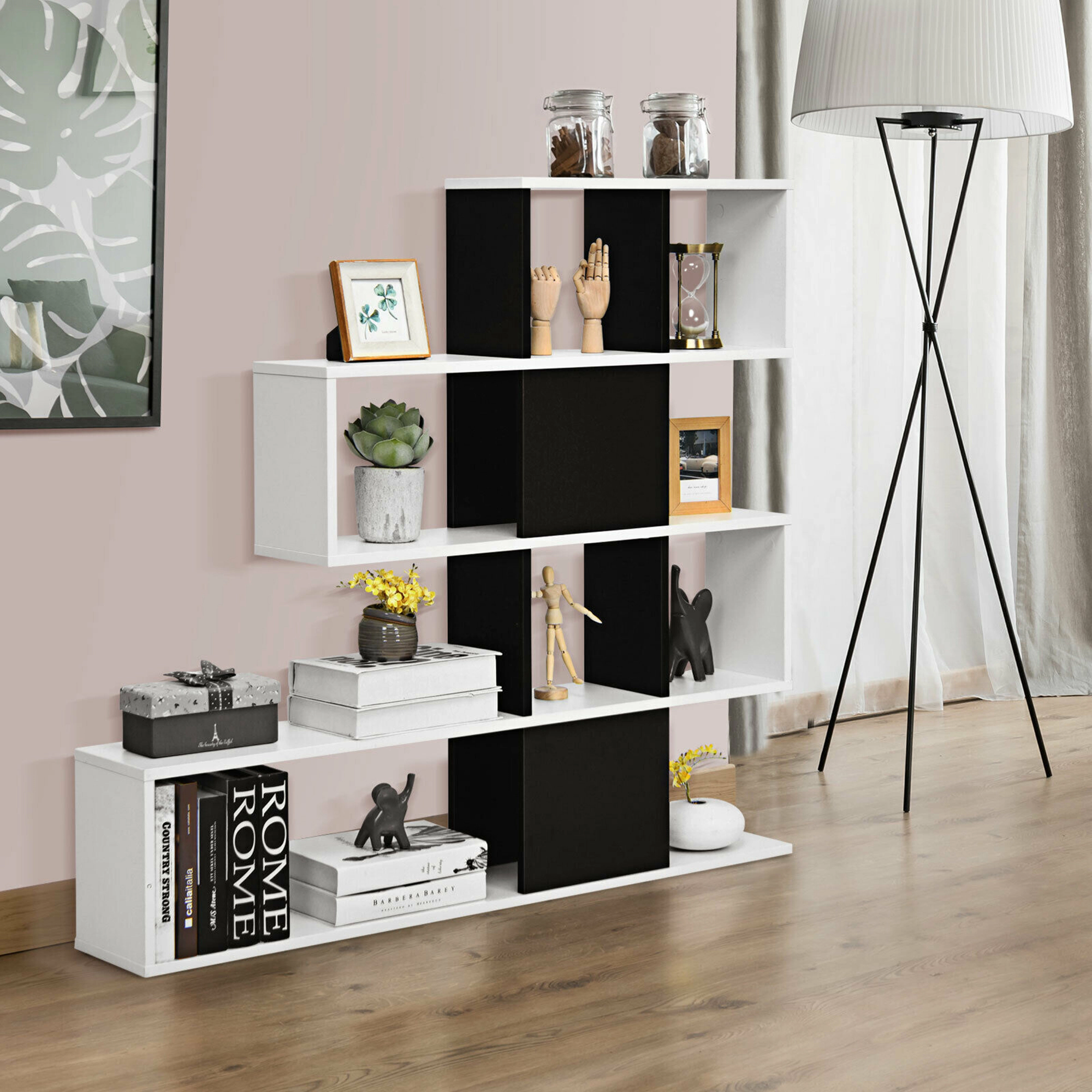 Costway 5-Tier Bookshelf Corner Ladder Bookcase Display Storage Rack