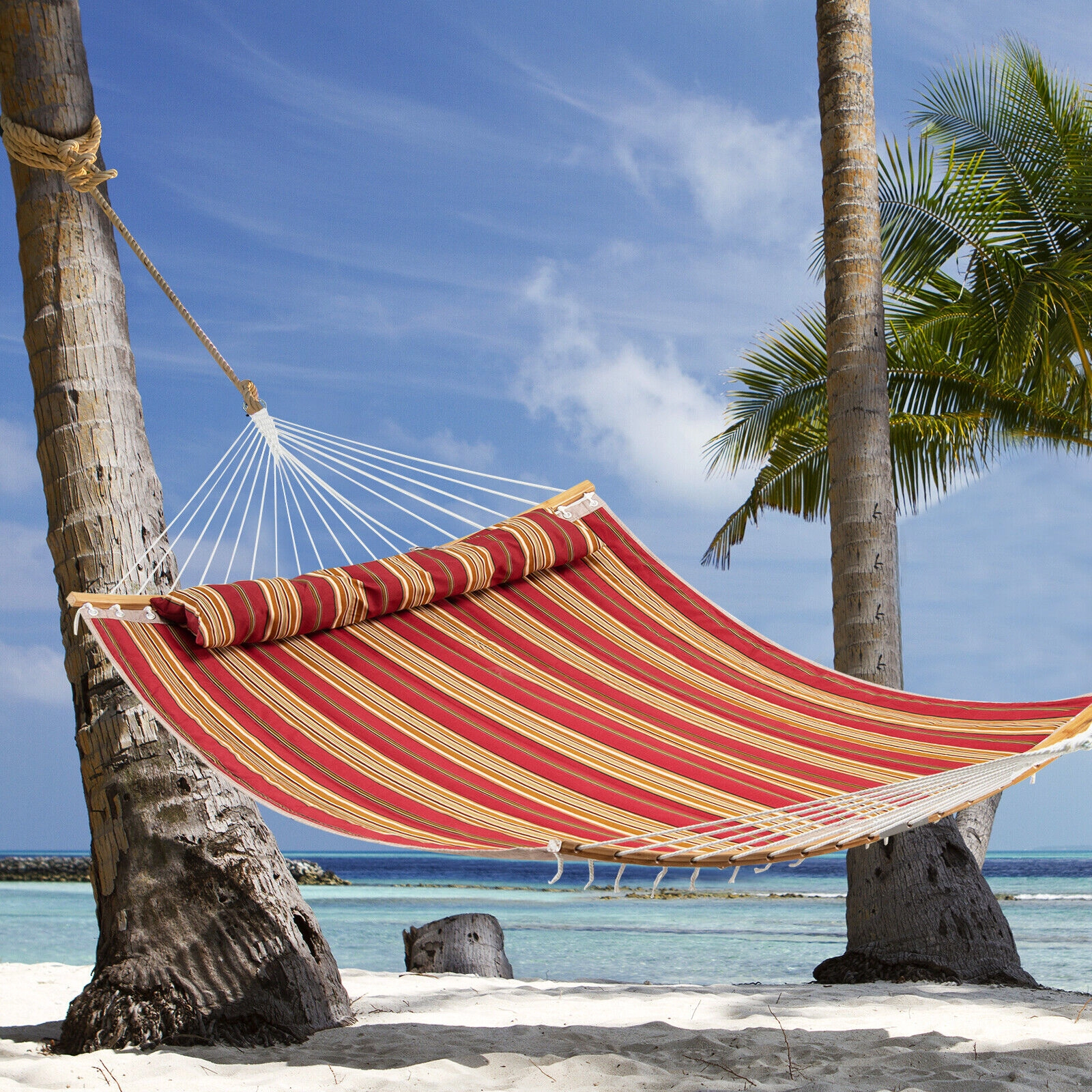 LJG Outdoor Hammock with Detachable Pillow