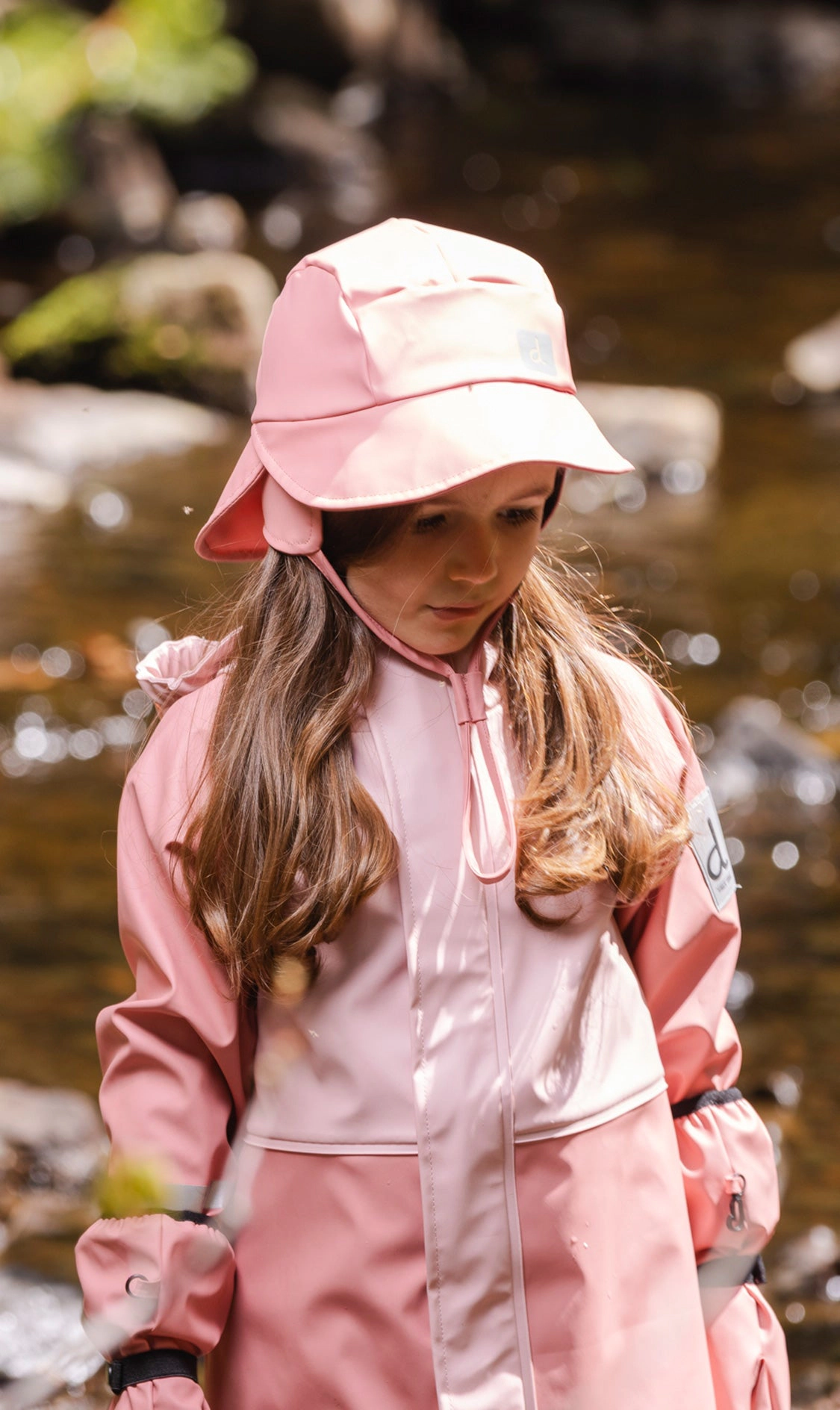 Deux par Deux Girls Wide-Brim Rain Hat with Ear and Neck Flaps