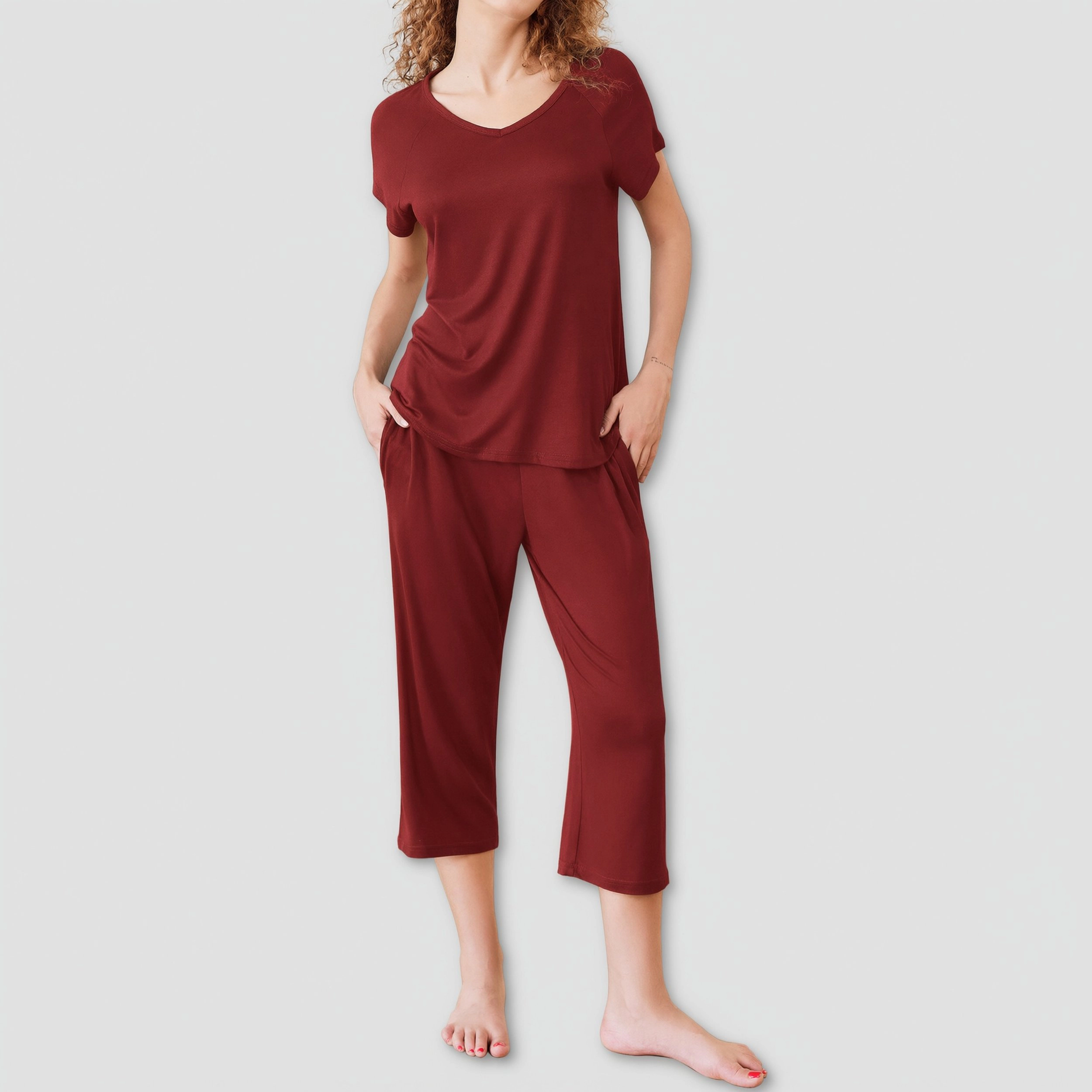 Ekouaer Pajamas for Women Set Pj Sets Pullover Tops & Capri Pants Two Piece Sleepwear Loungewear