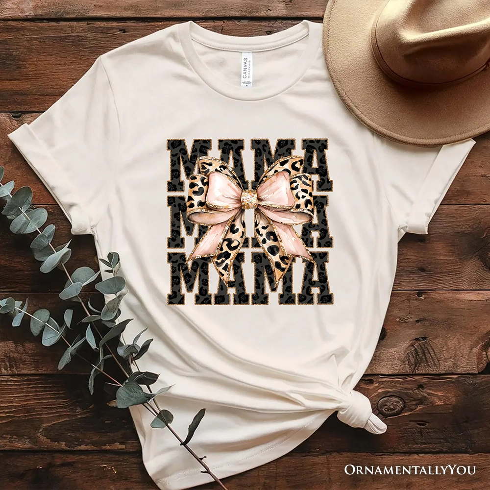 OrnamentallyYou Womens Glitter Leopard Mama T-Shirt