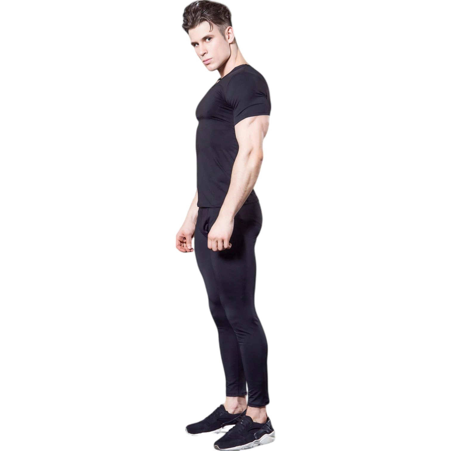Anna-Kaci Men's V-Neck Short Sleeve Athletic Shirt with Stretch Fabric and Fitted Silhouette