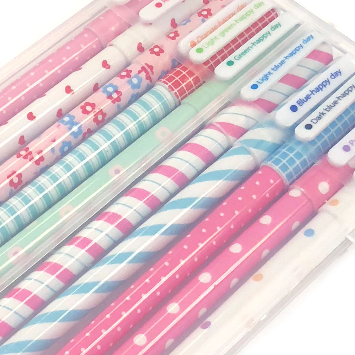Wrapables Cute Novelty Gel Ink Pens, 0.5mm Fine Point, Hearts and Stripes Multicolor Ink, Set of 10