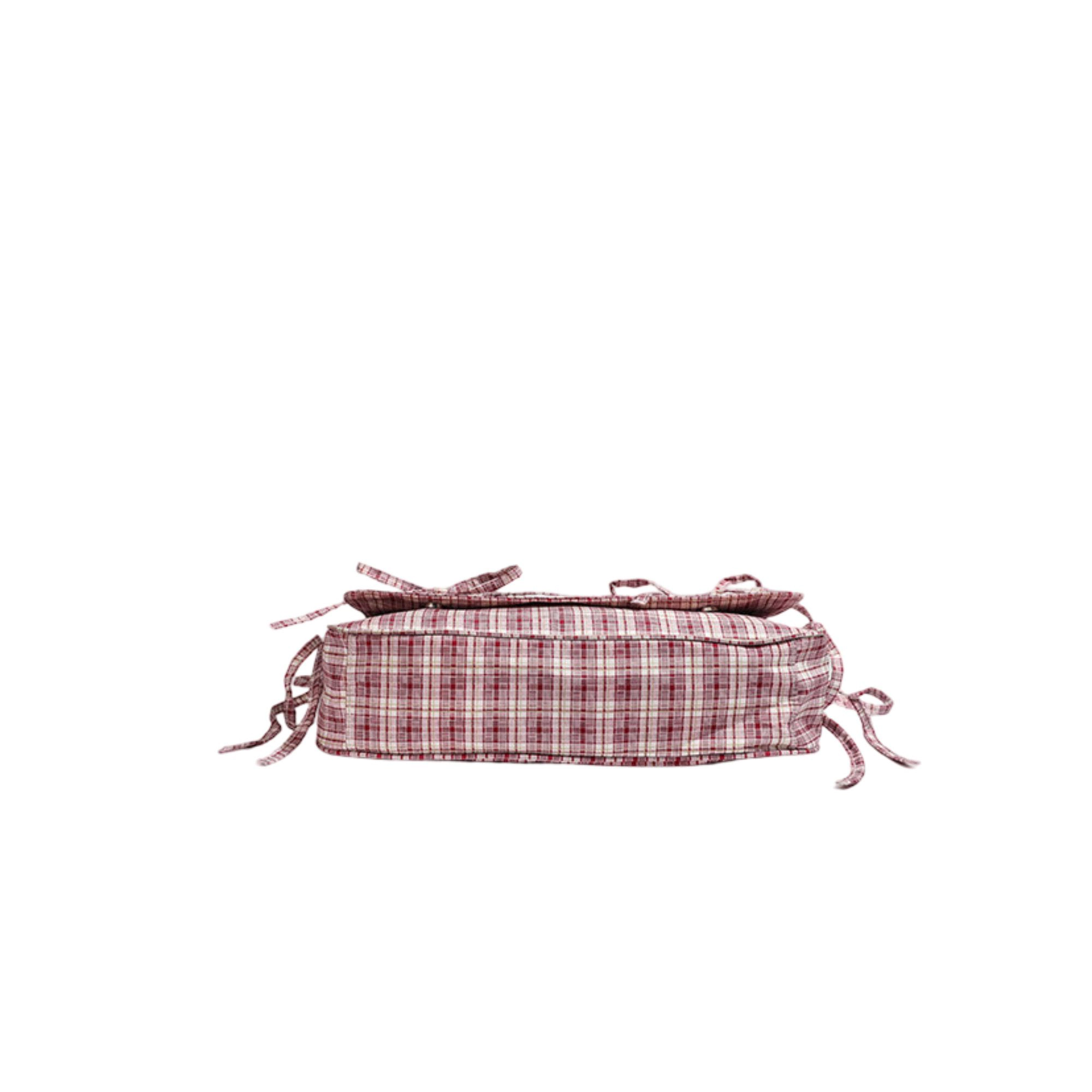Alilang Women's Plaid Shoulder Bag with Ruched Strap and Bow Detail