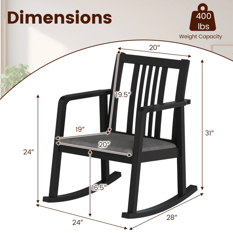 Hivvago Rocking Chair With Slatted Back And Curved Armrests