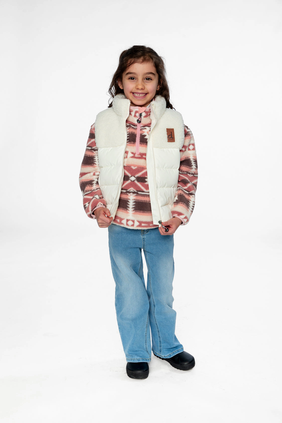 Deux par Girls Sherpa and Quilted Sleeveless Mid-Season Vest