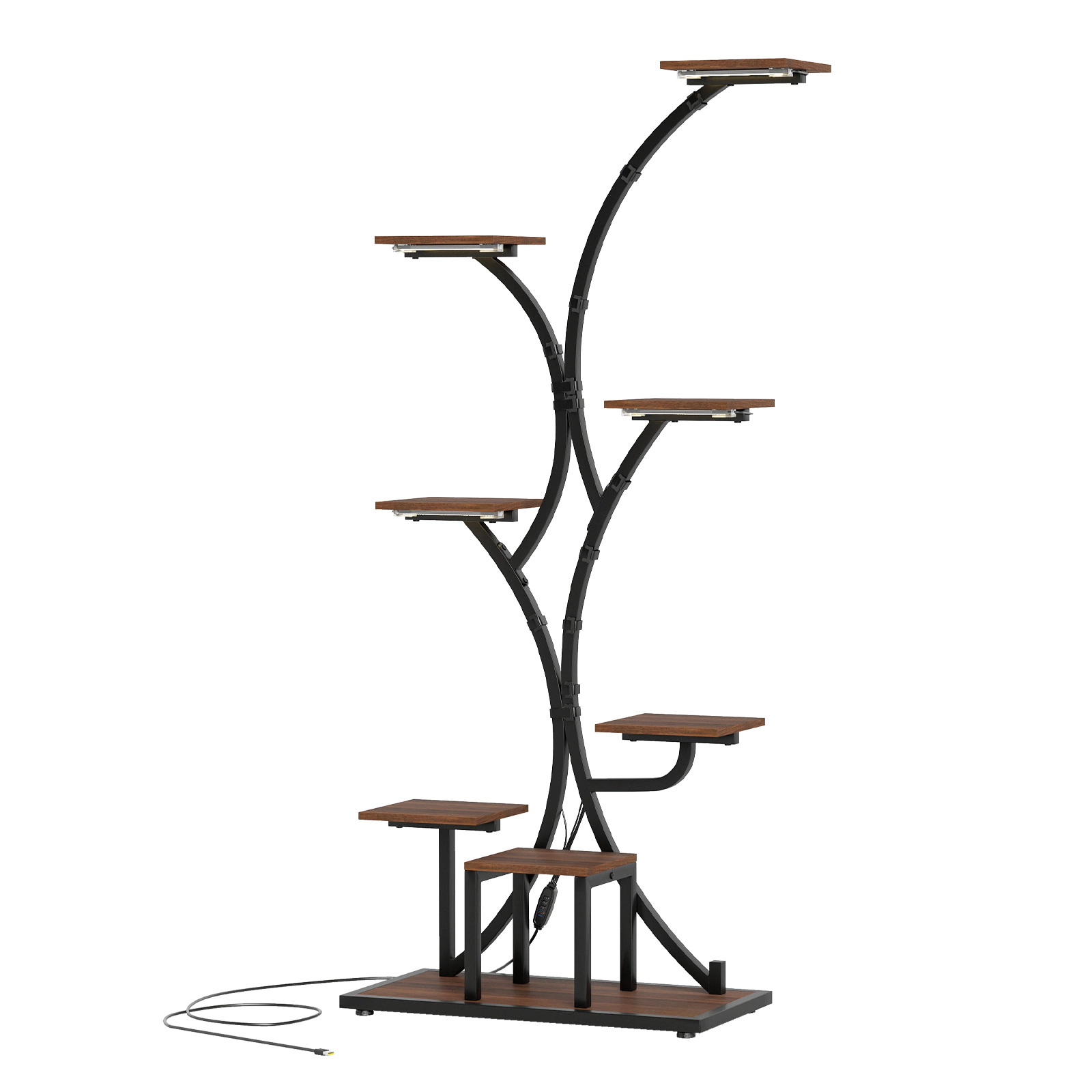 Slickblue Vertical Plant Stand 8 Tier with LED Grow Light System, Curved Shelves, Metal Frame