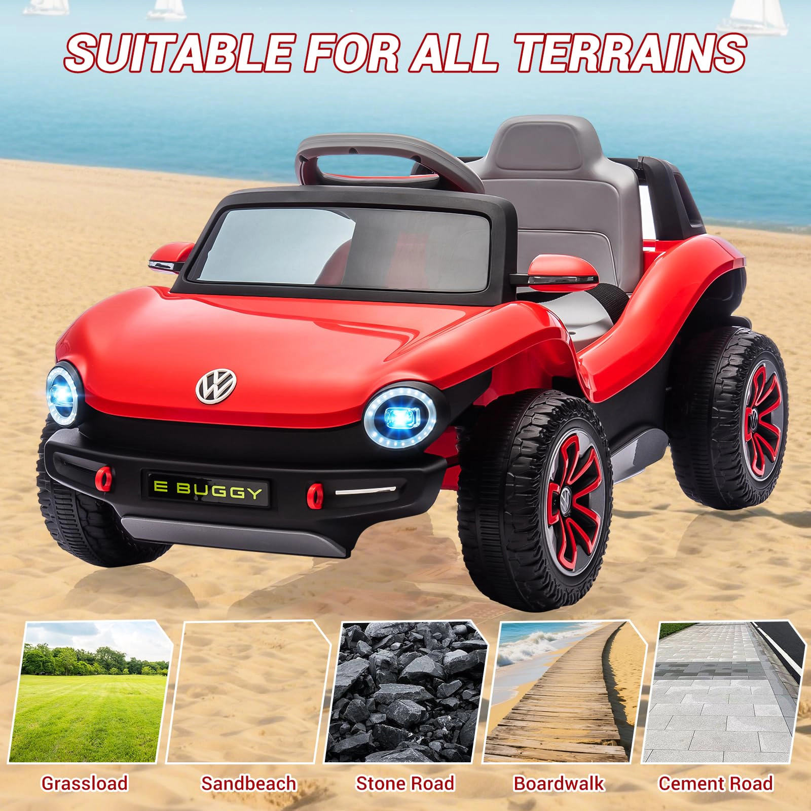 12V Licensed Volkswagen Beetle Ride On Car for Kids, Electric 4 Wheeler with Remote, LED Lights, Music & USB