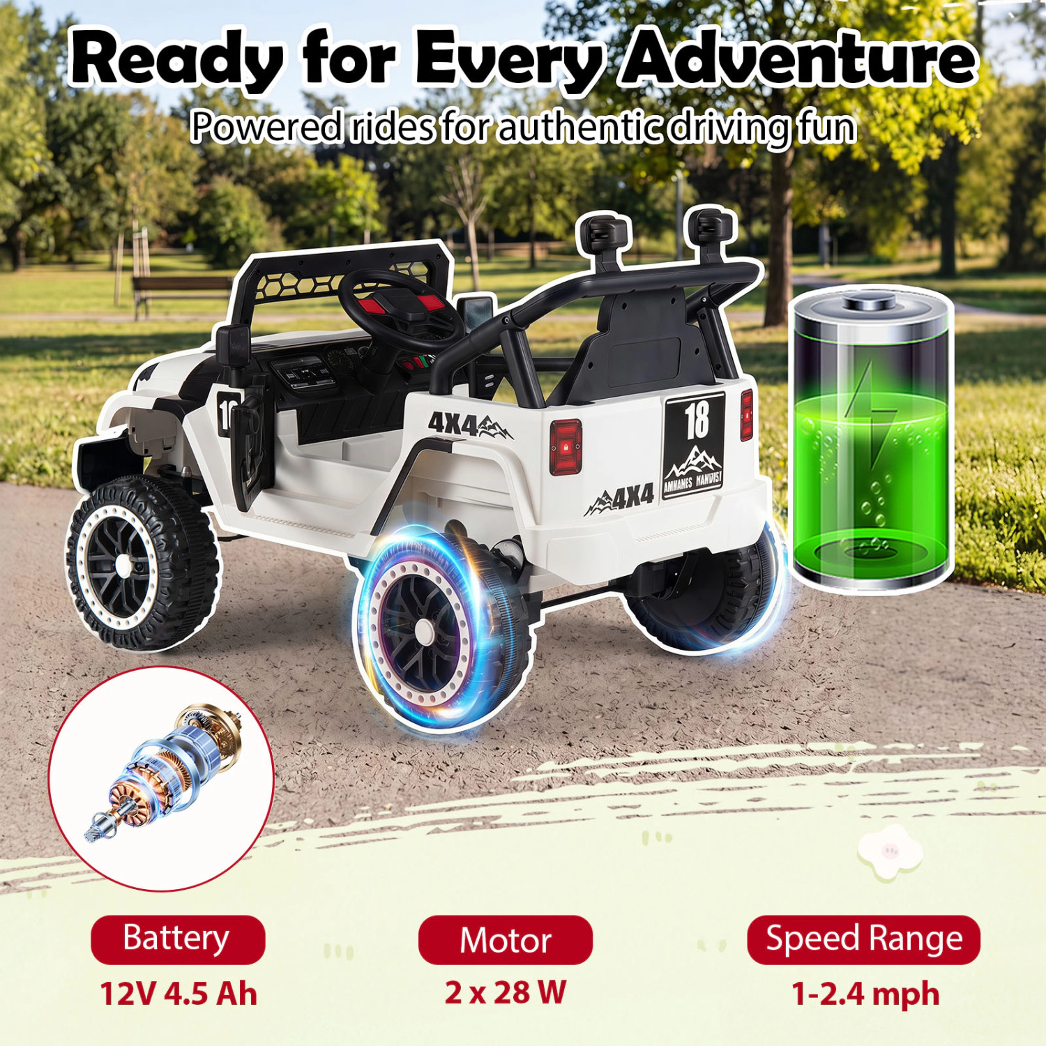 LJG 12V Kids Ride on Truck with Remote Control and 3 Speeds