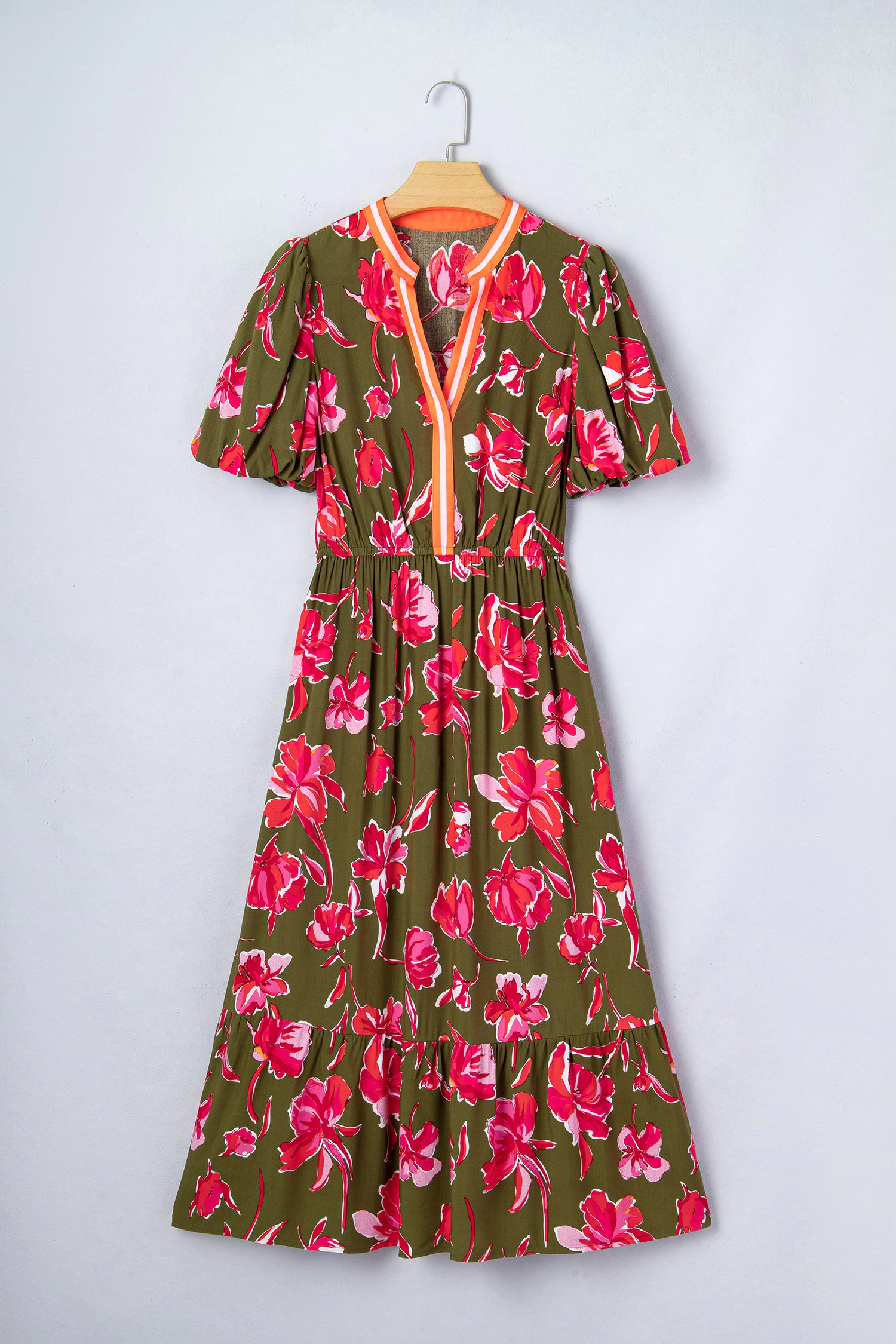Threaded Pear Womens Renata Ruffle Hem Maxi Dress