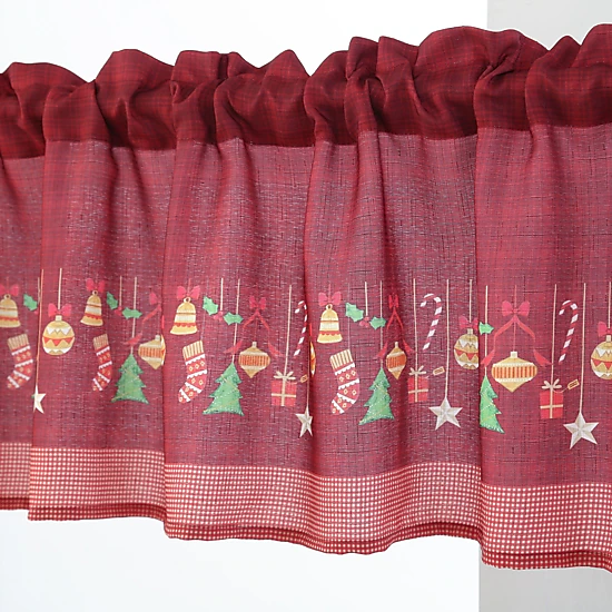 MarCielo 3 Piece Red Christmas Kitchen Curtains – Snowman Holiday Valance & Tiers