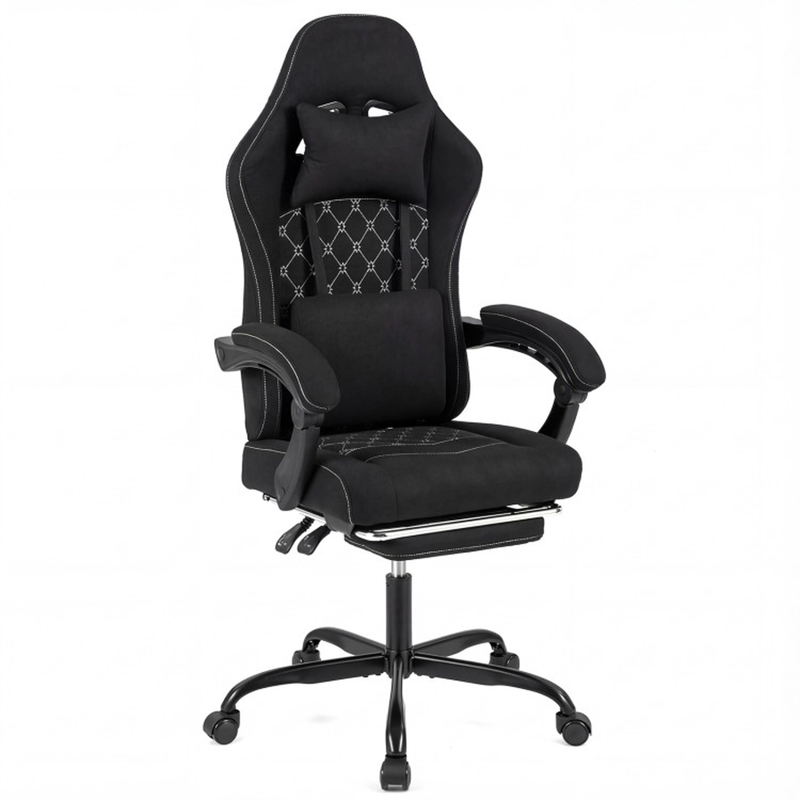 SUGIFT Black Ergonomic High-Back Gaming Chair with Footrest