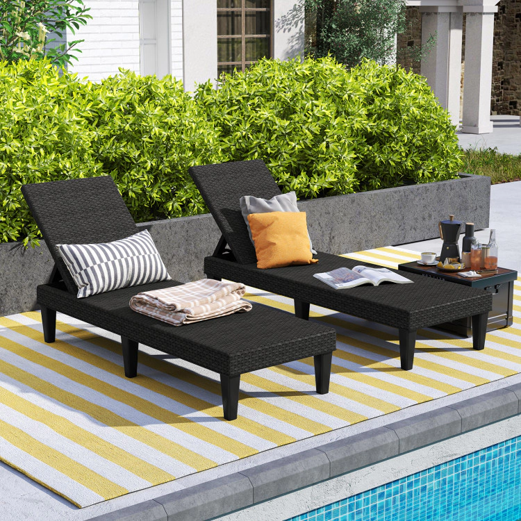 Hivvago Outdoor Chaise Lounger Chair With Waterproof Rattan Textured Pp Surface And 330 Lbs Capacity