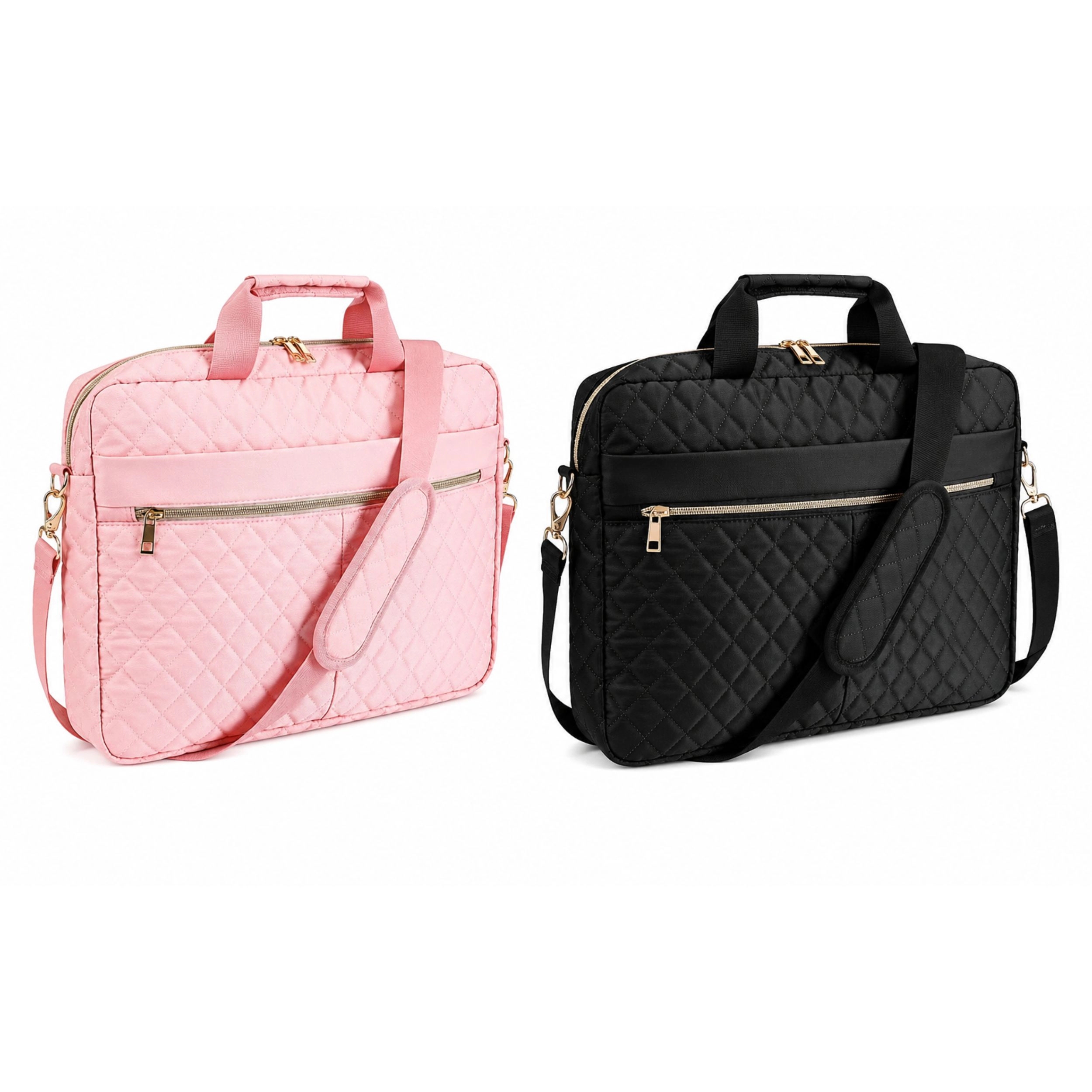 Home Collection 15.6 Inch Quilted Laptop Briefcase with Shoulder Strap