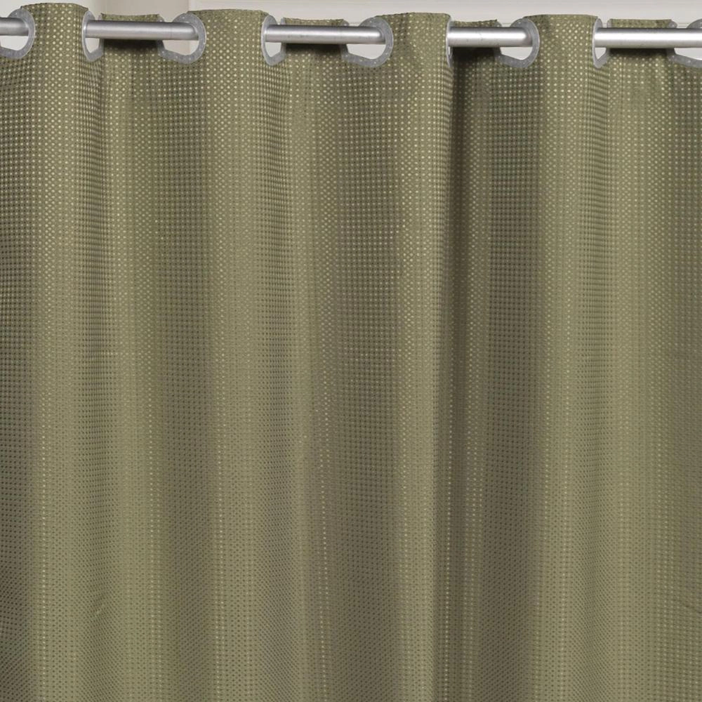 Carnation Home Fashions Pre Hooked T Waffle Weave Fabric Shower Curtain Sage 70x75