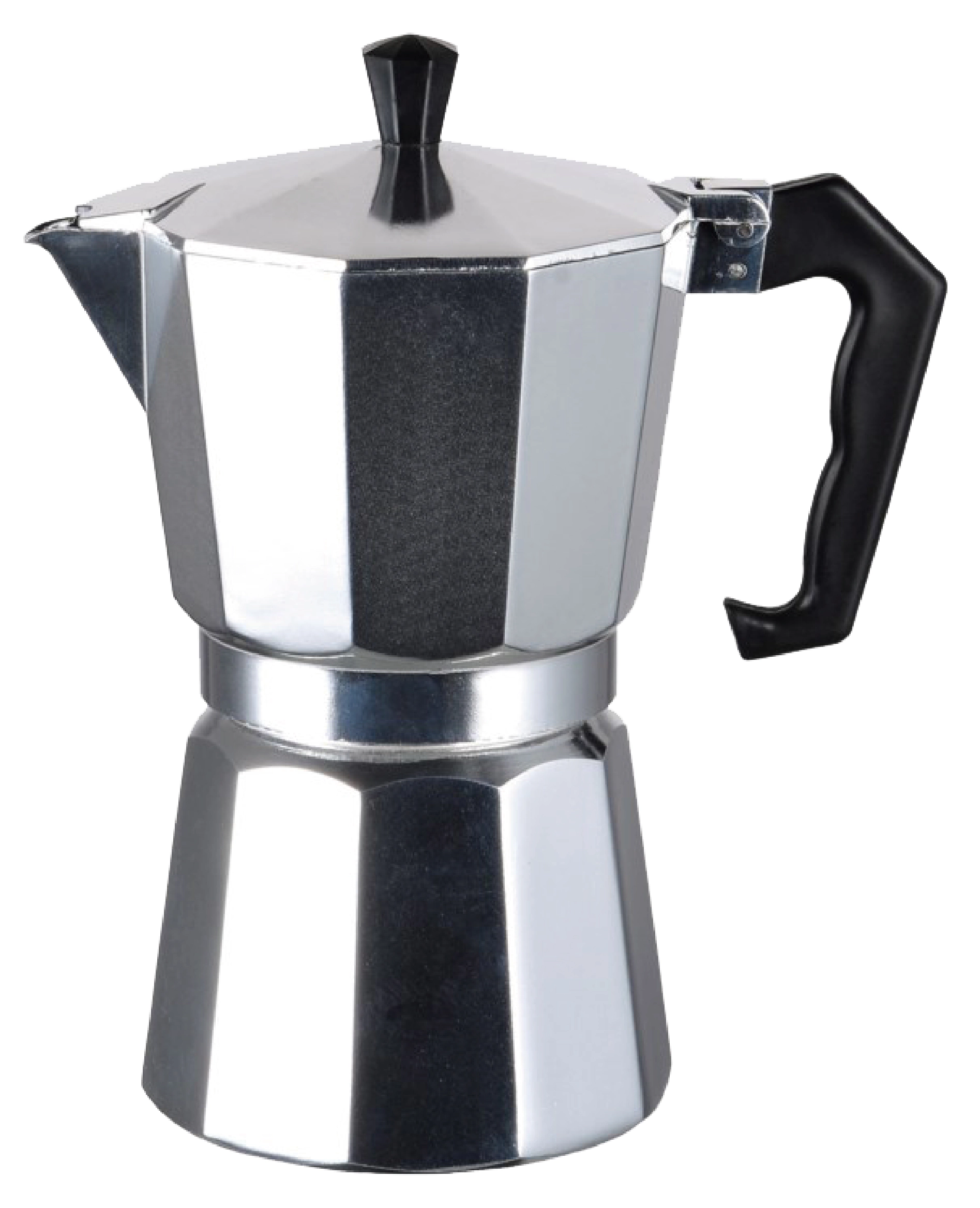J&V TEXTILES 100% Aluminum Stovetop Espresso and Coffee Maker, Moka Pot for Classic Italian and Cuban Café Brewing