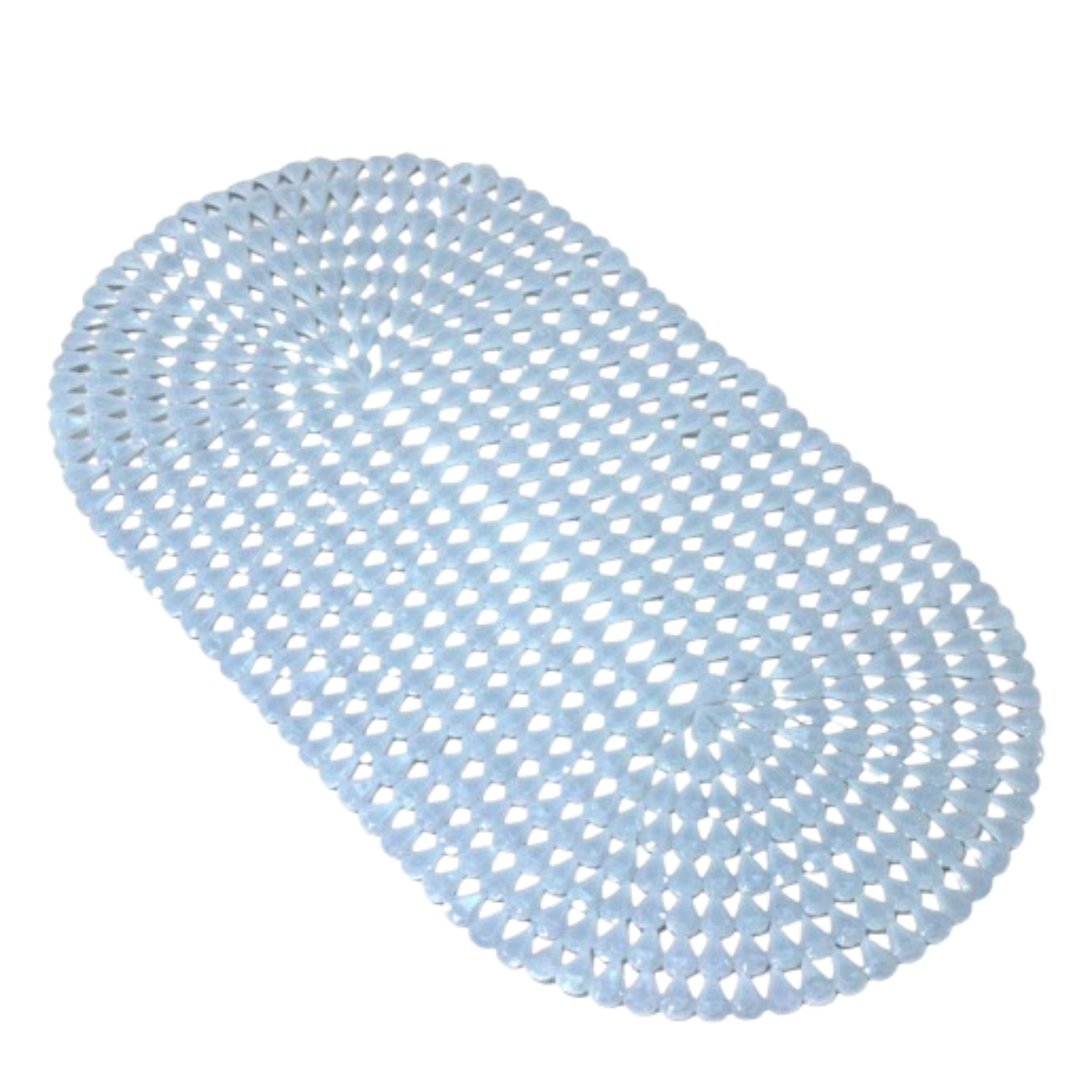 Home Collection Light Blue Oval Bath Mat with Suction Cups