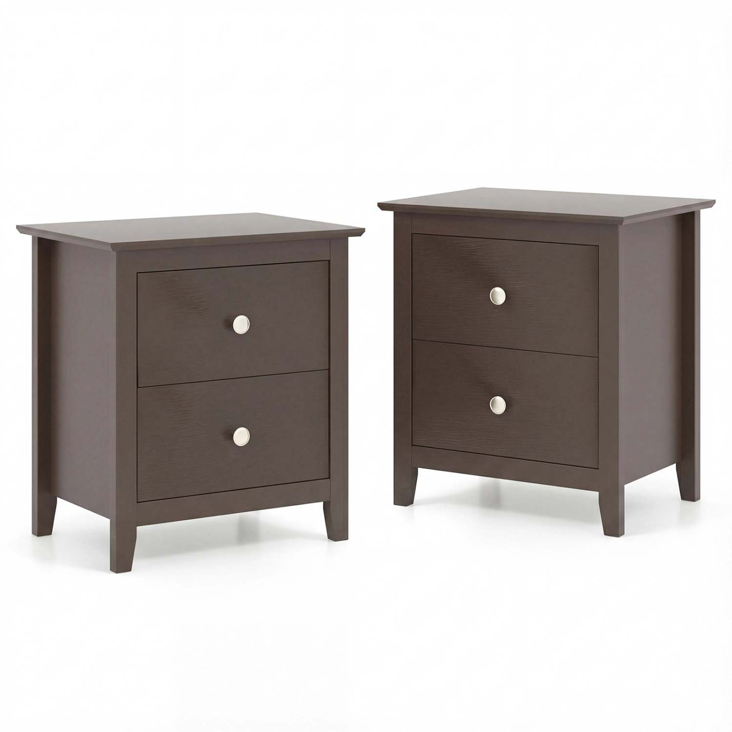 LJG Set of 2 Modern Nightstand with Two Drawers for Small Spaces