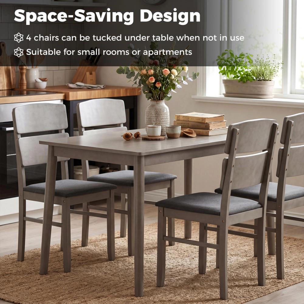 Hivvago 5-Piece Dining Table Set With High Curved Back For 4 People