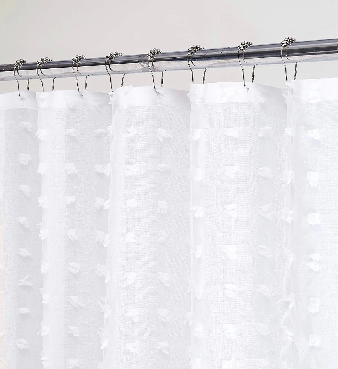 Dainty Home Cut Flower Modern 3D Linen-Look Shower Curtain With 3D Cotton Like Puffs 70" x 72"