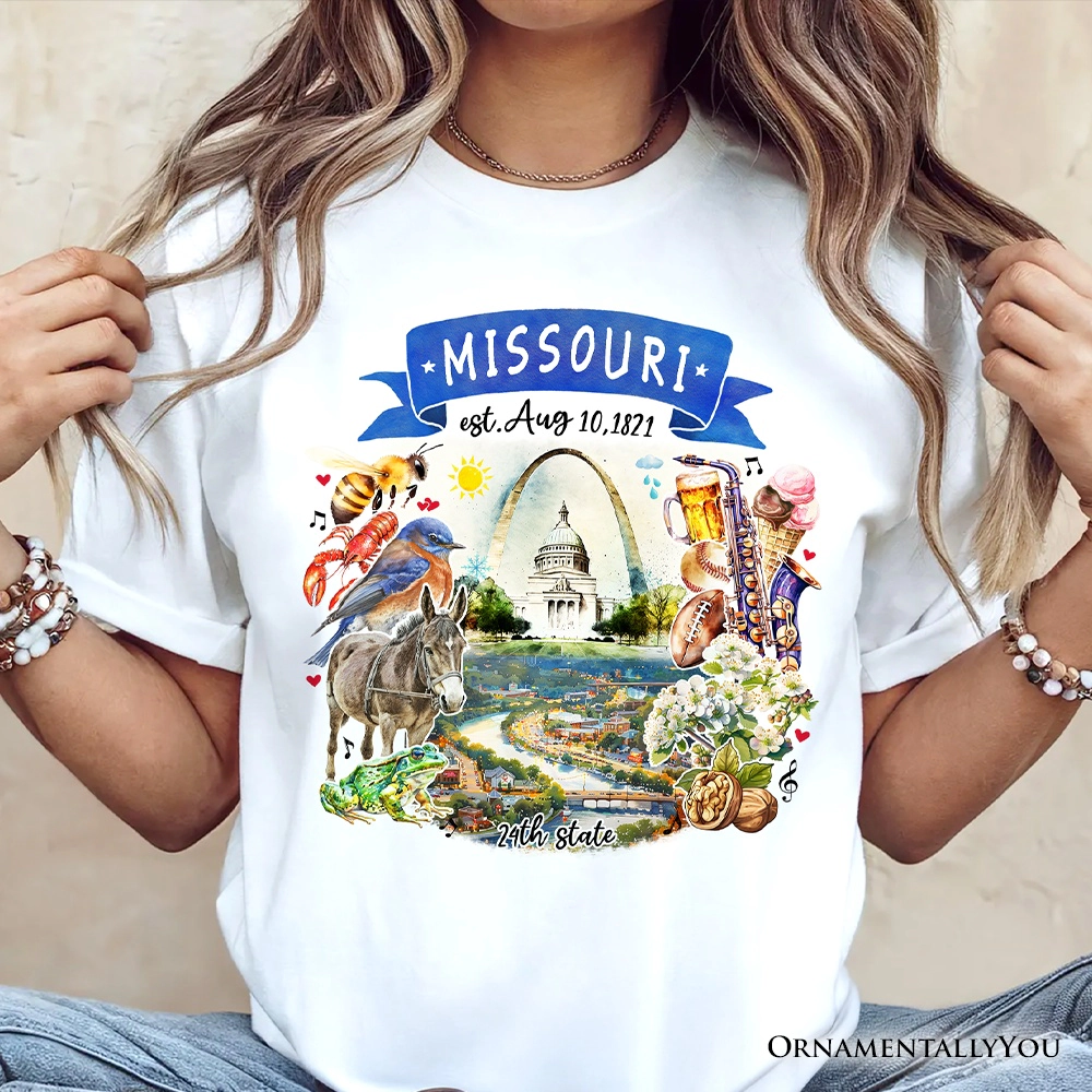 OrnamentallyYou Unisex Artistic Missouri State Themes And Landmarks T-Shirt