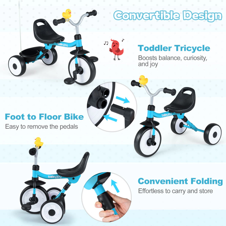 Hivvago Toddler Tricycle with 3-Position Seat and Storage Basket for Kids