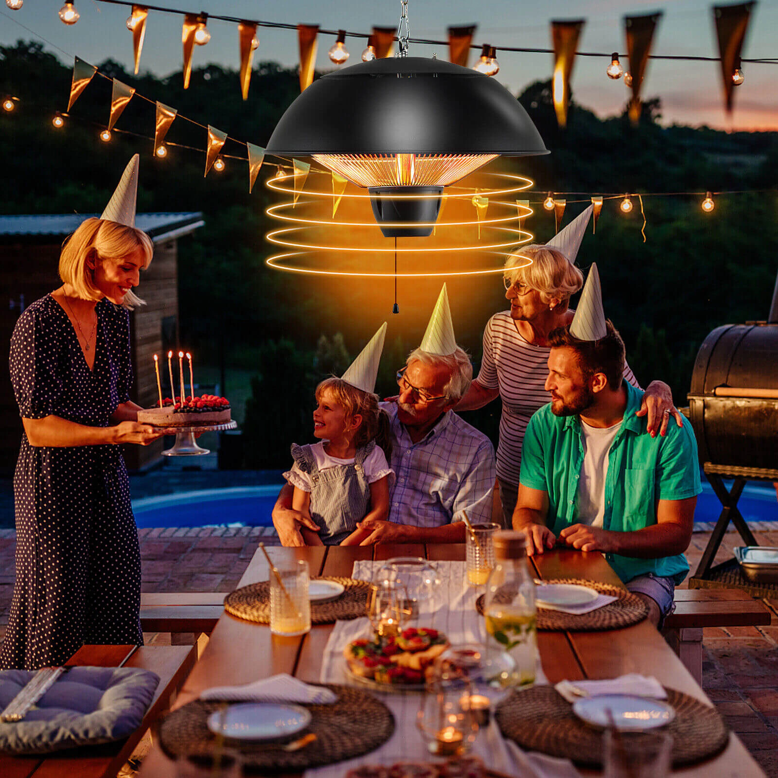 SlickBlue Electric Ceiling Mounted Patio Heater for Indoor Outdoor Use