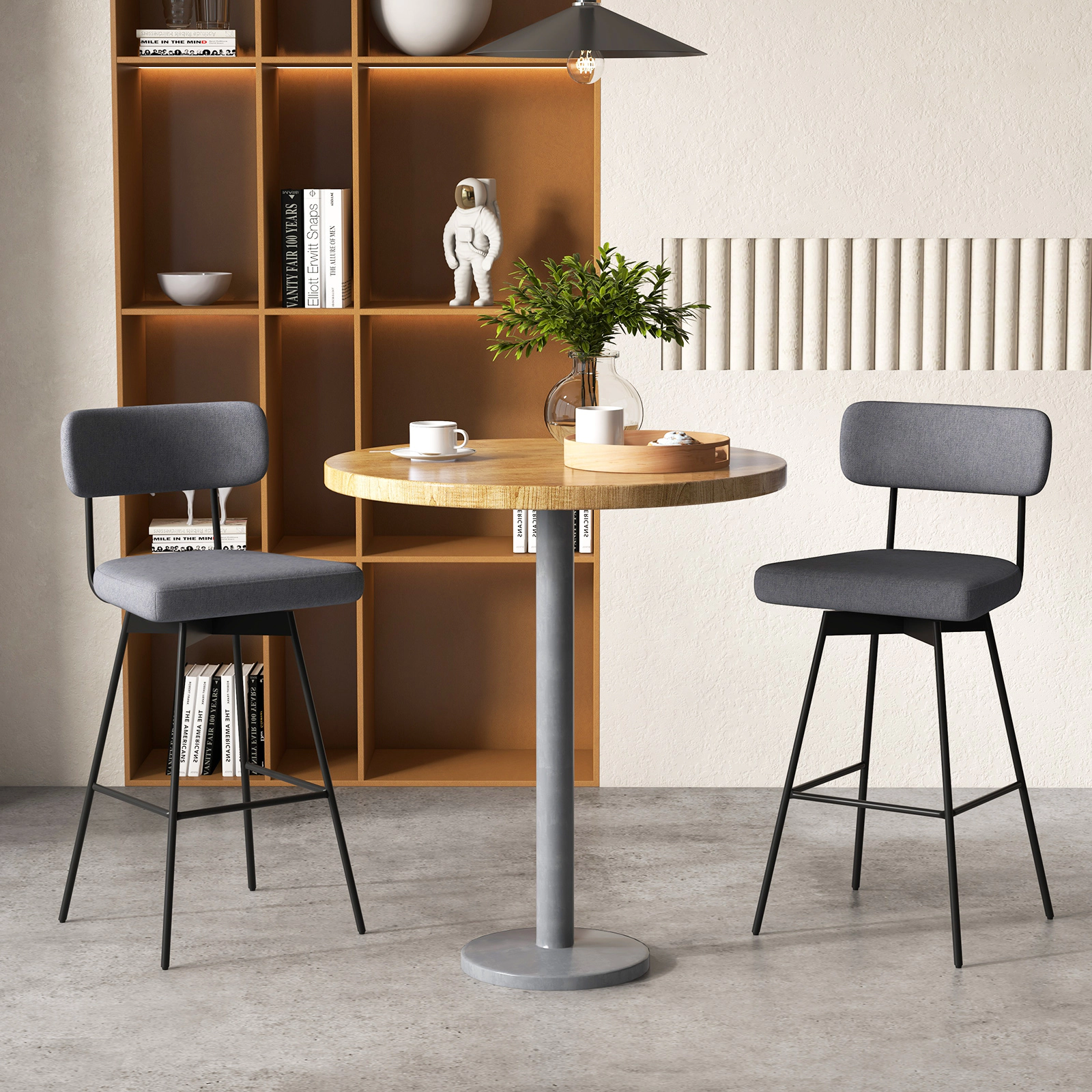 LJG 29 Inch Counter Height Upholstered Swivel Bar Stool Set of 2