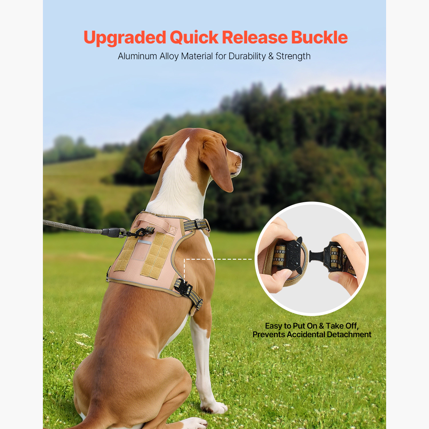 HONGGE Dog Harness for Large Dogs, No Pull Adjustable Pet Vest Harness, with Handle, Metal Rings, Buckles