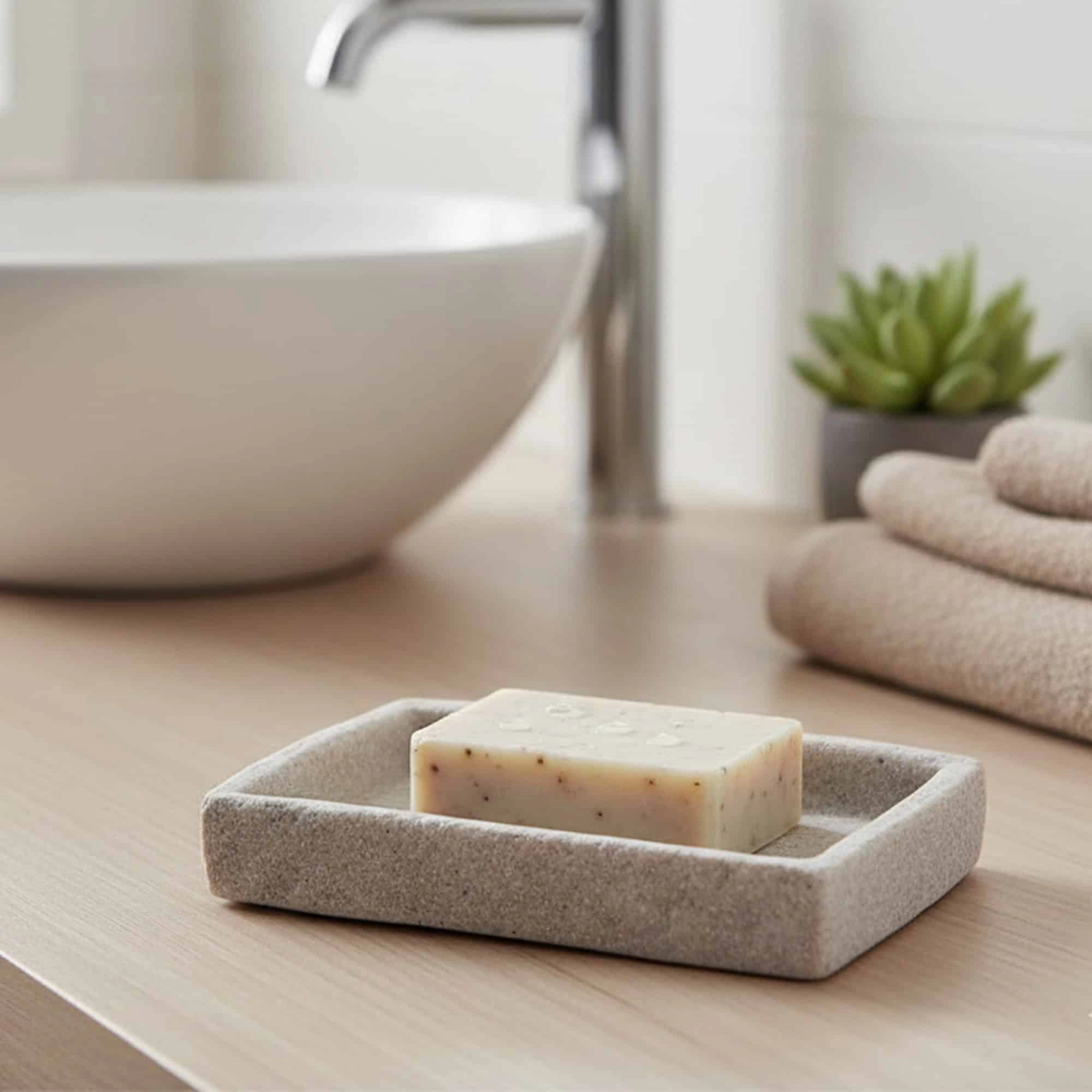 Evideco French Home Goods Sandstone Polyresin Soap Dish - 7 x 5