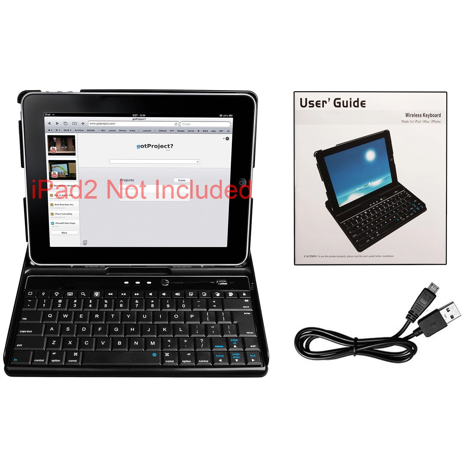 GBruno Wireless Keyboard Case Cover For IPad 2