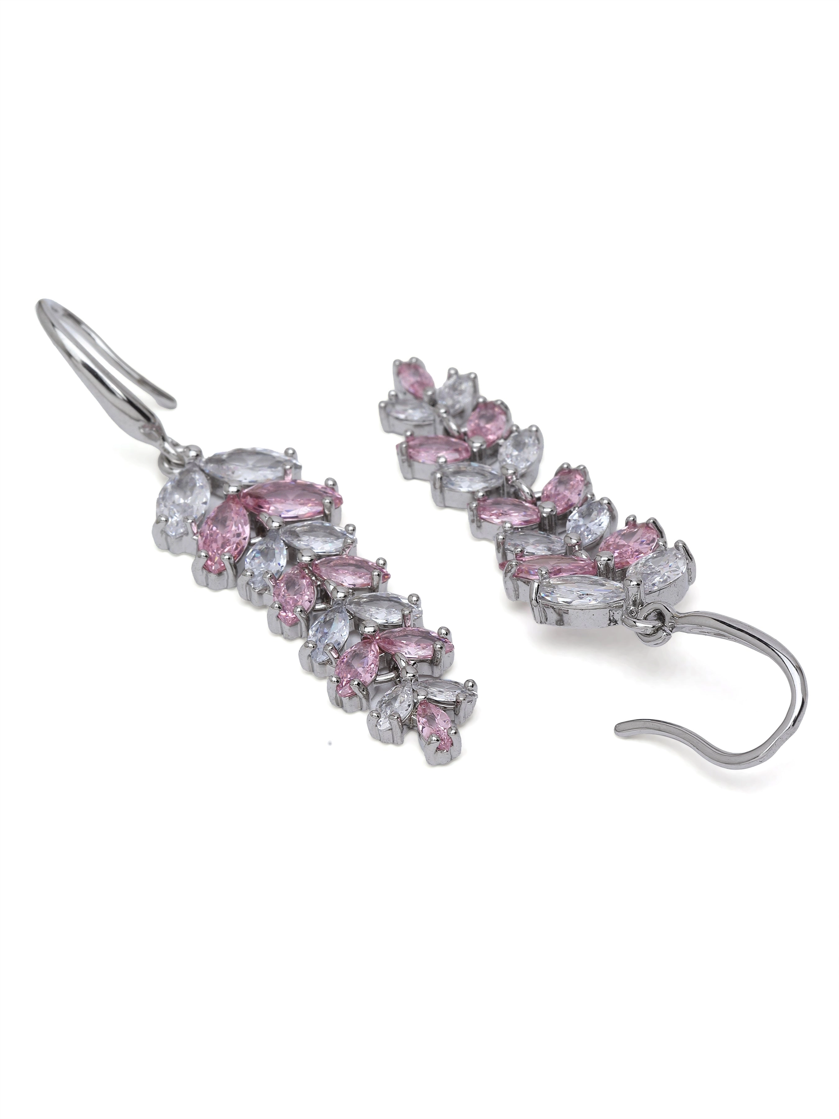 AGP PARIS Womens Leaf Cluster Drop Earrings