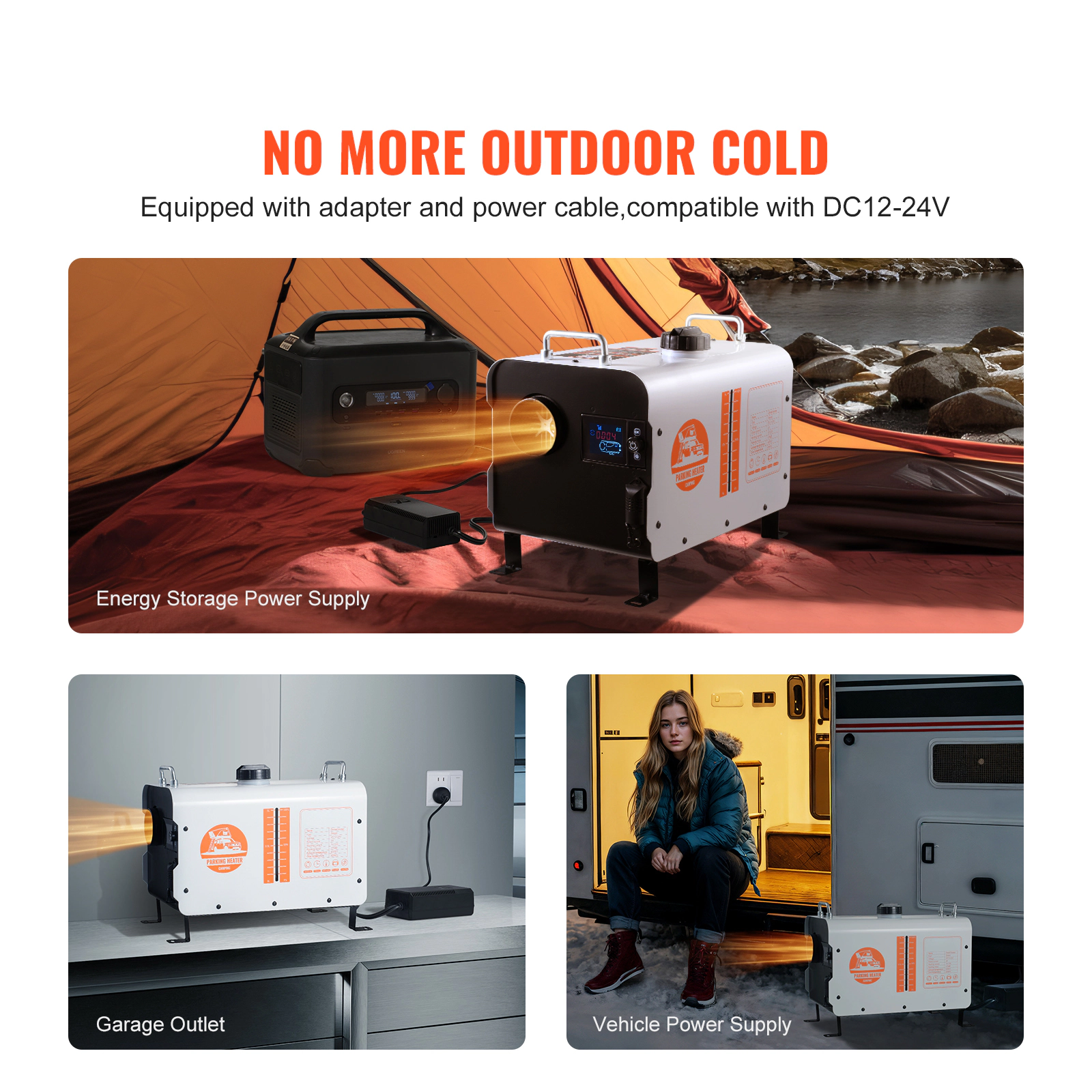 HONGGE Diesel Heater 12V / 24V All in One Diesel Air Heater with Bluetooth APP Control Remote Control and Display