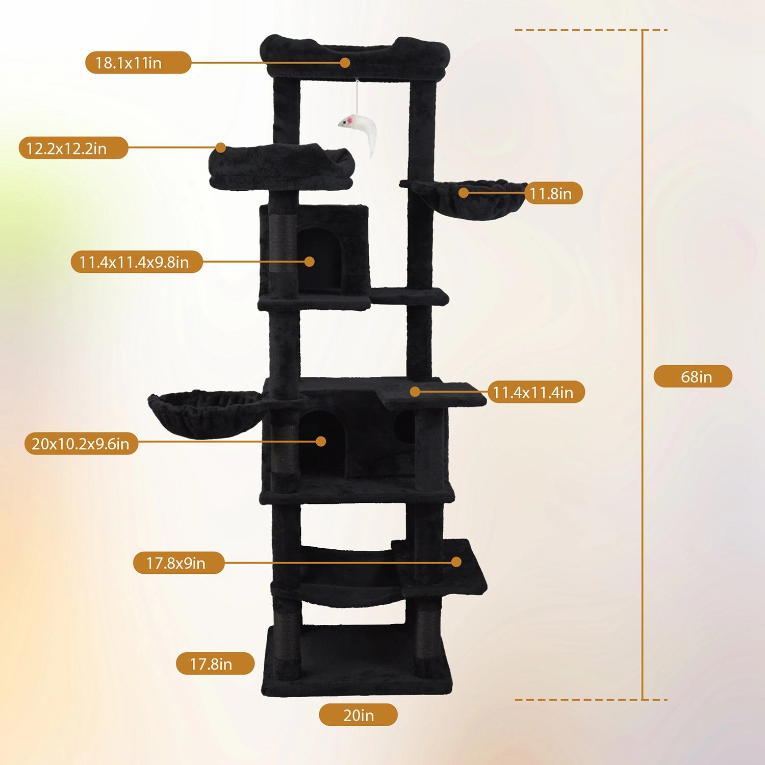 GBruno 68in Multi-Level Cat Tree Tower