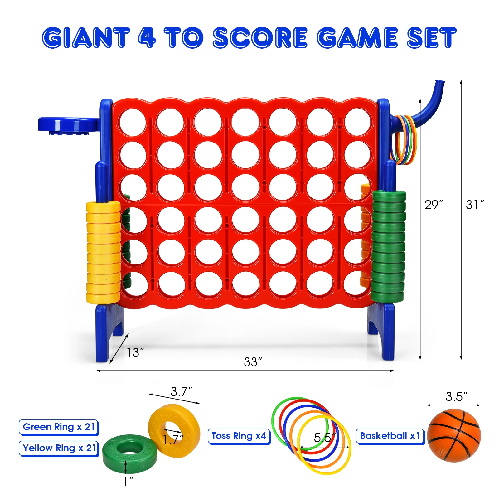 Hivvago 2.5Ft 4-to-Score Giant Game Set-Green