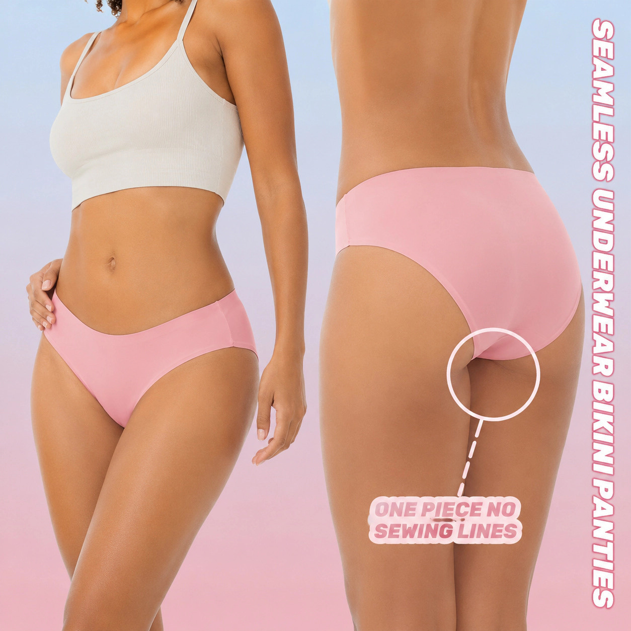 WZK Womens 6-Pack Seamless Bikini Soft Stretchy Breathable Underwear