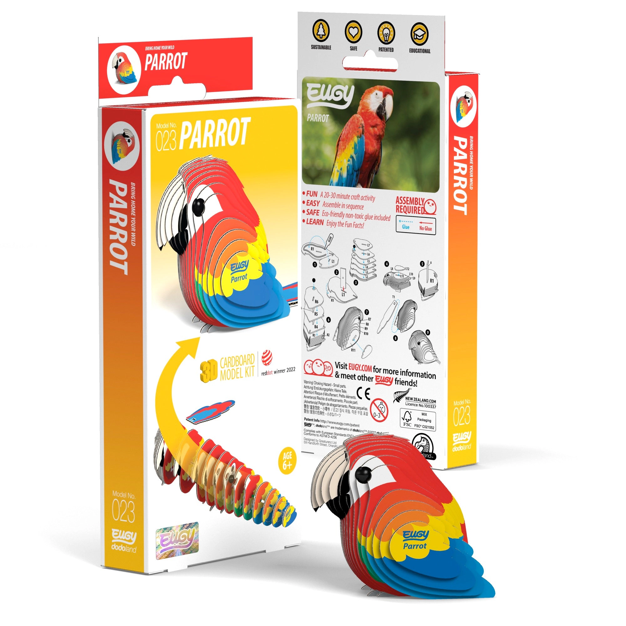 EUGY Parrot 3D Puzzle - contains 25 puzzle pieces
